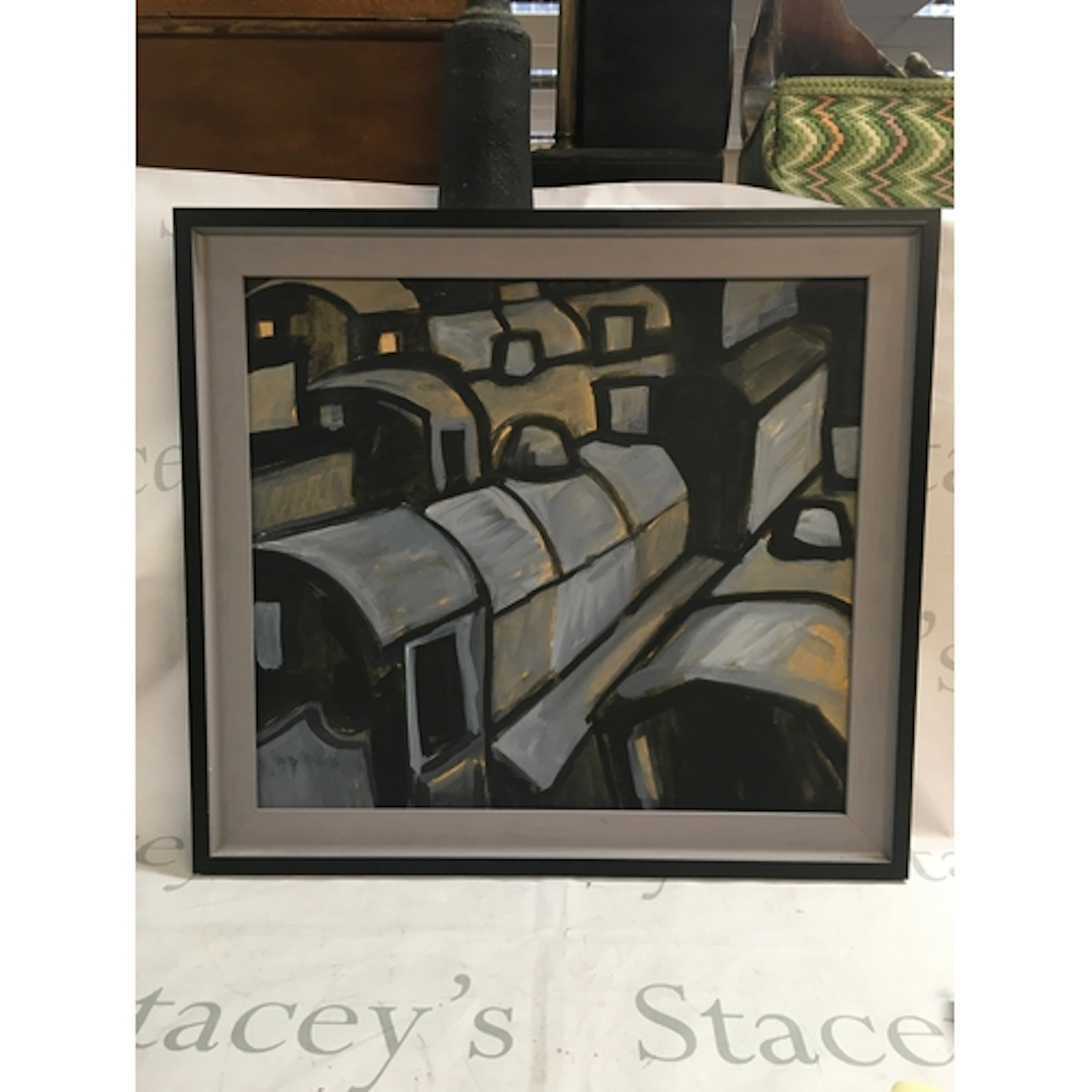 An abstract oil painting. Height 20cm, Width 21cm.