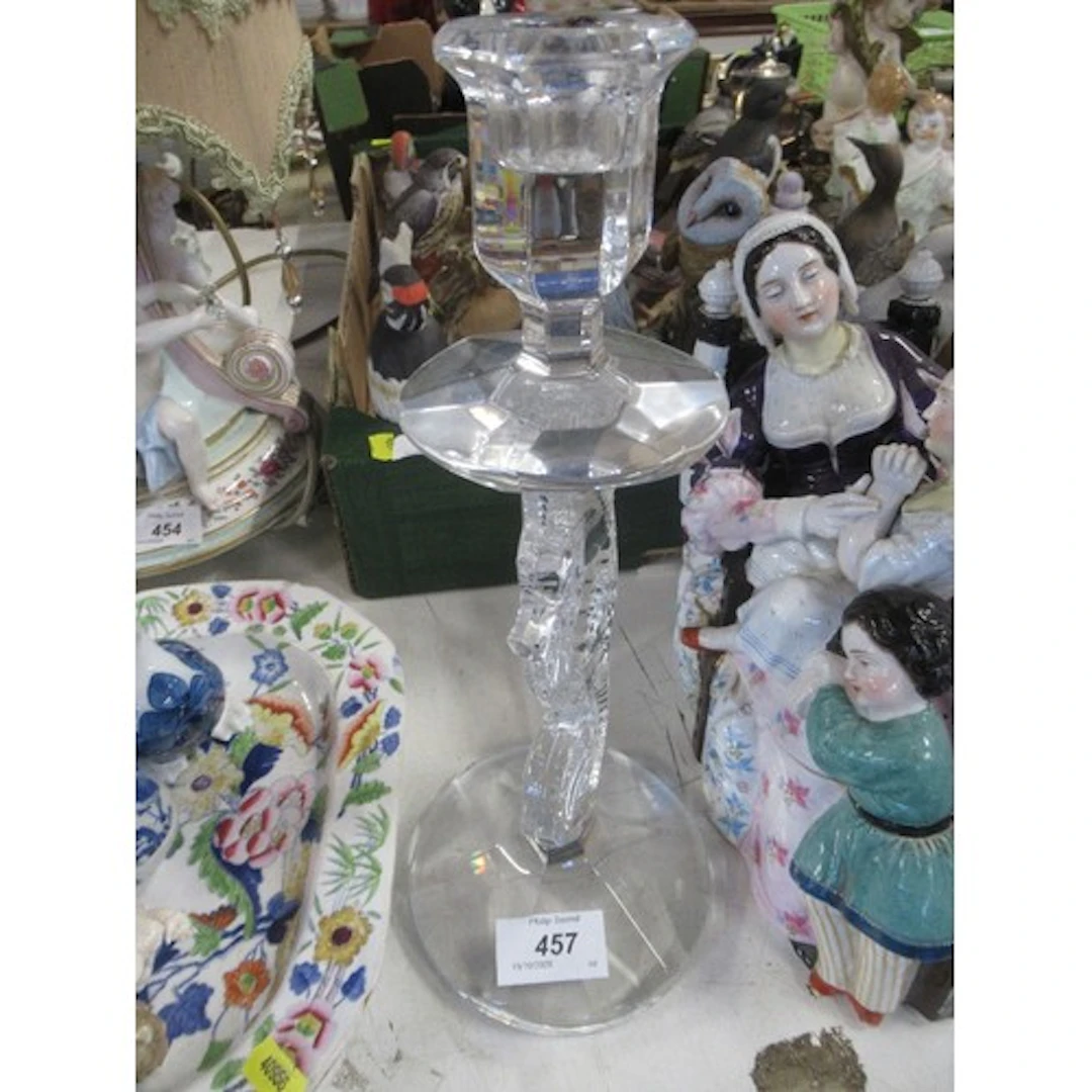 A Waterford glass candlestick