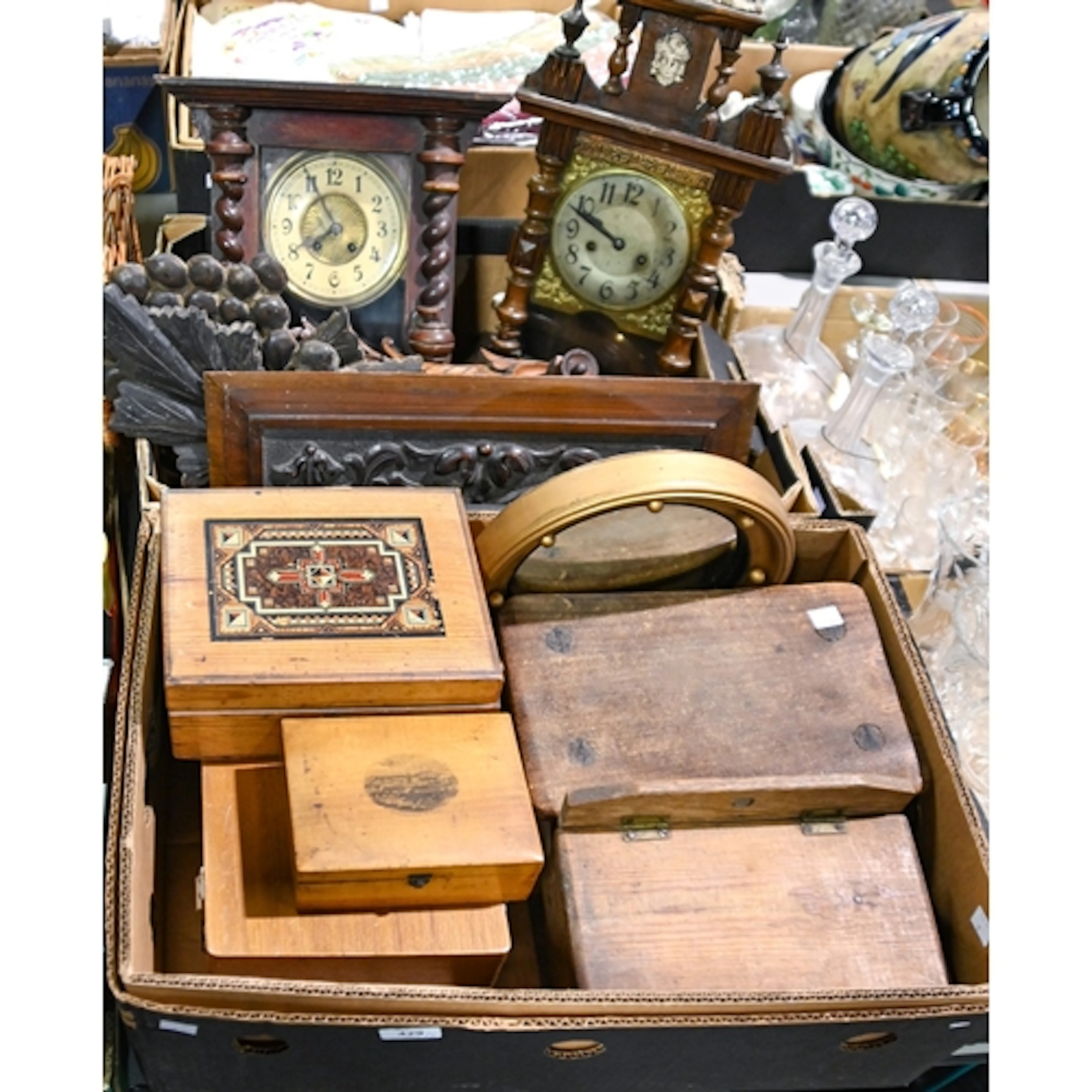 A German mahogany mantle clock, early 20th c, with giltmetal...