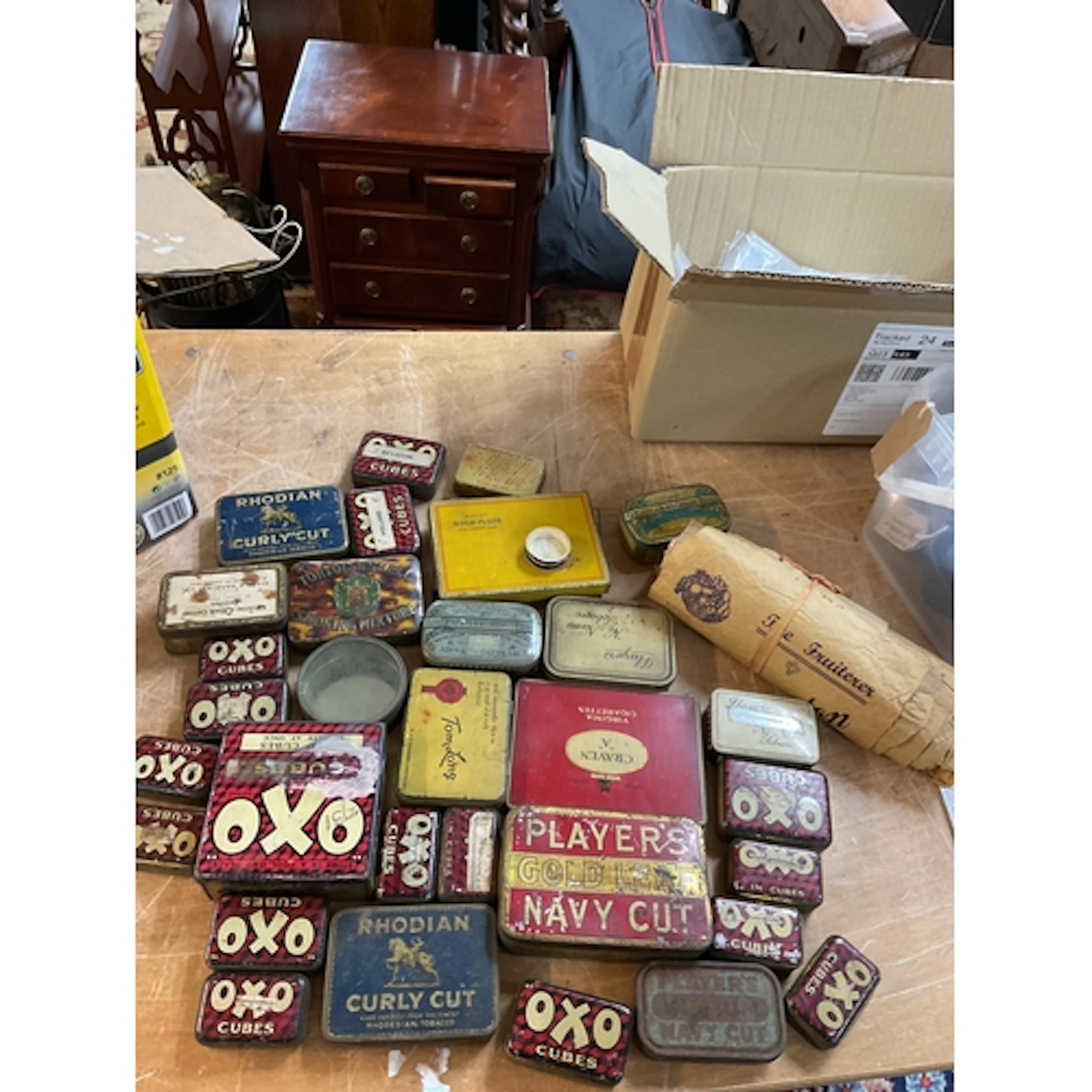 Qty Wartime tins and paper bags.