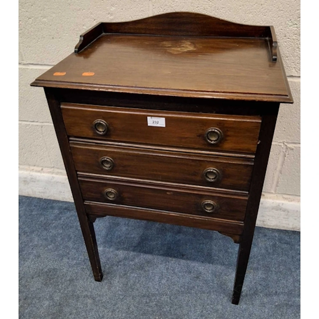 AN EARLY 20TH CENTURY SHEET MUSIC CABINET, with a raised gal...