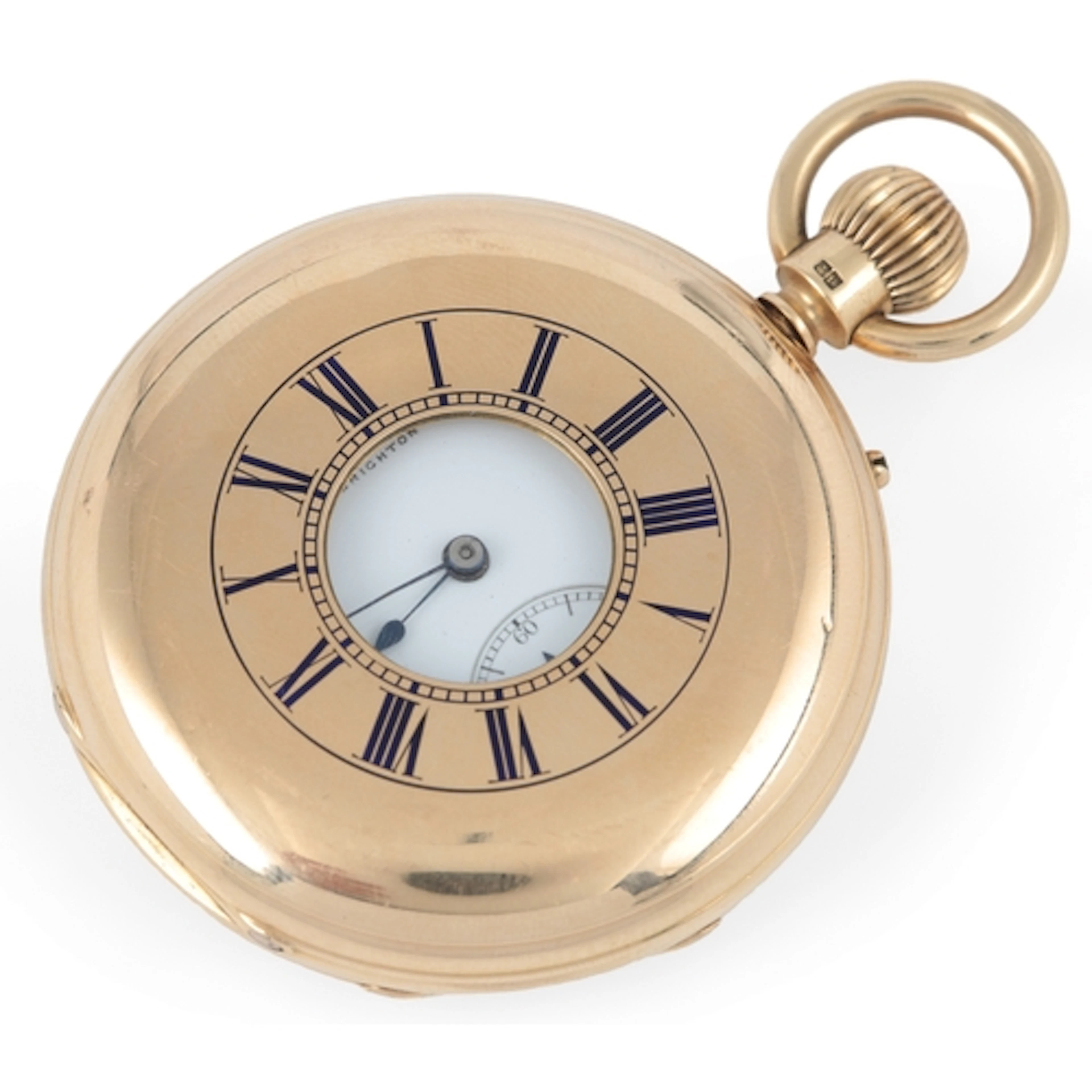 A late Victorian 18ct gold half hunter keyless lever pocket ...
