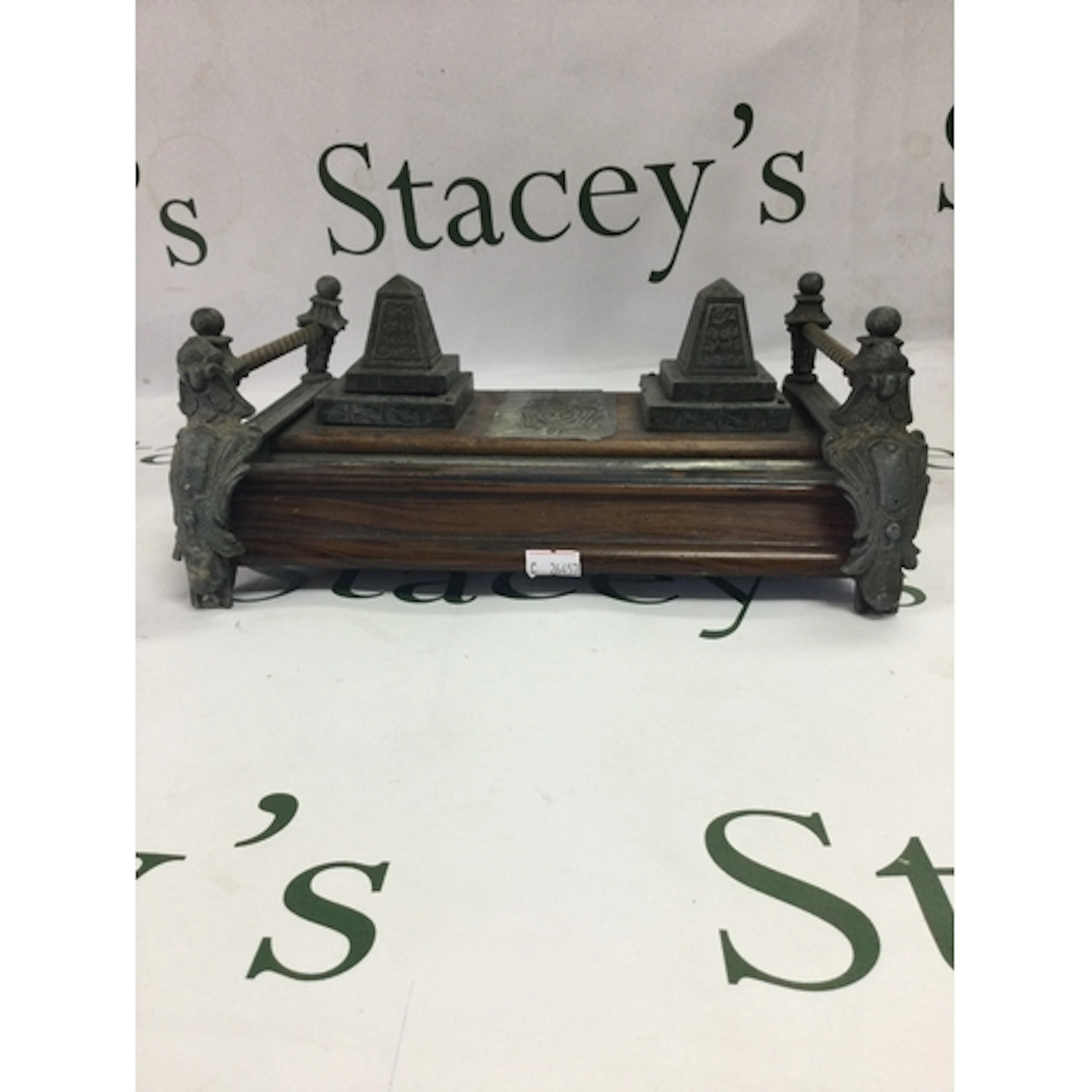An antique Egyptian revival double inkstand/ desk stand. A f...