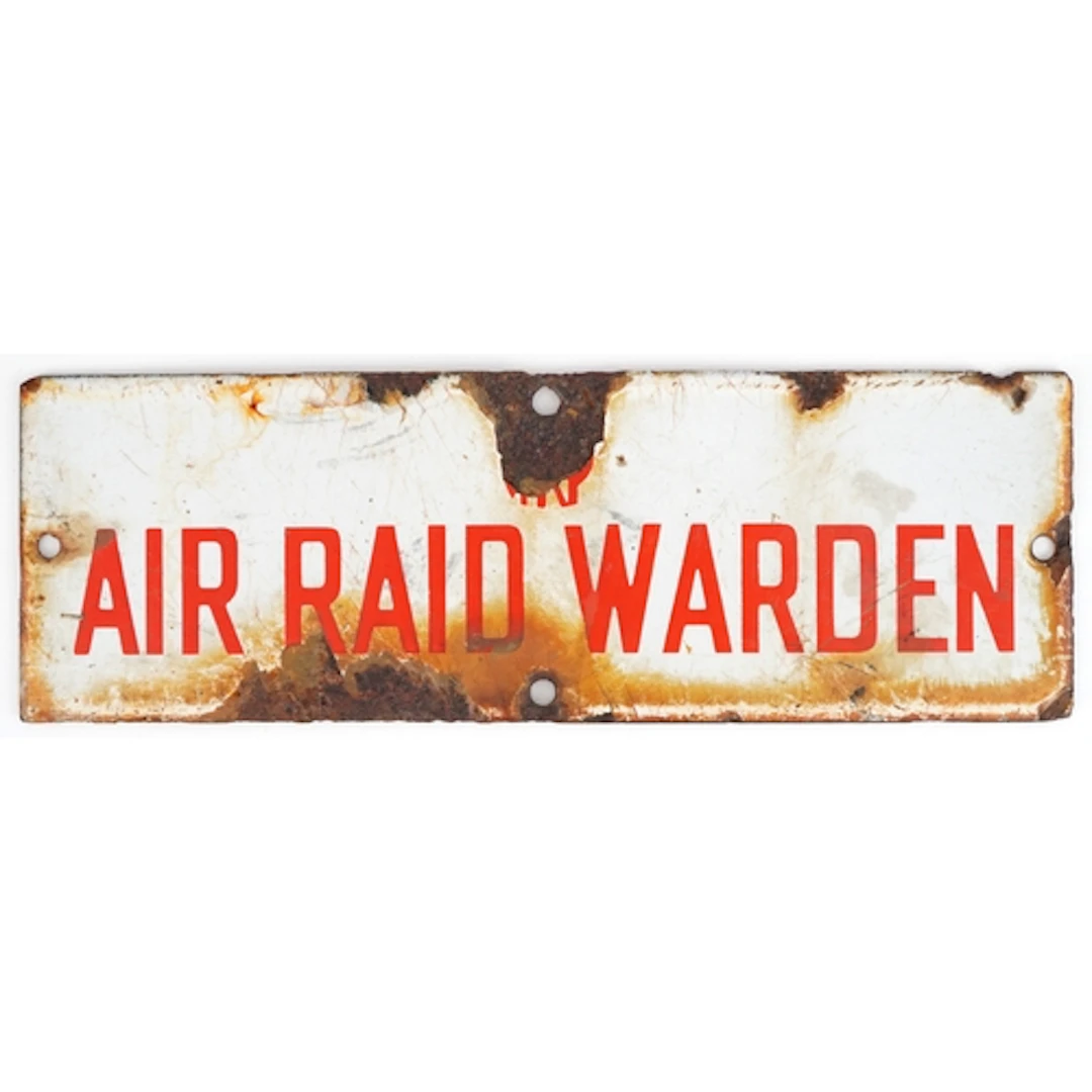 Vintage military interest Air Raid Warden enamel wall plaque...