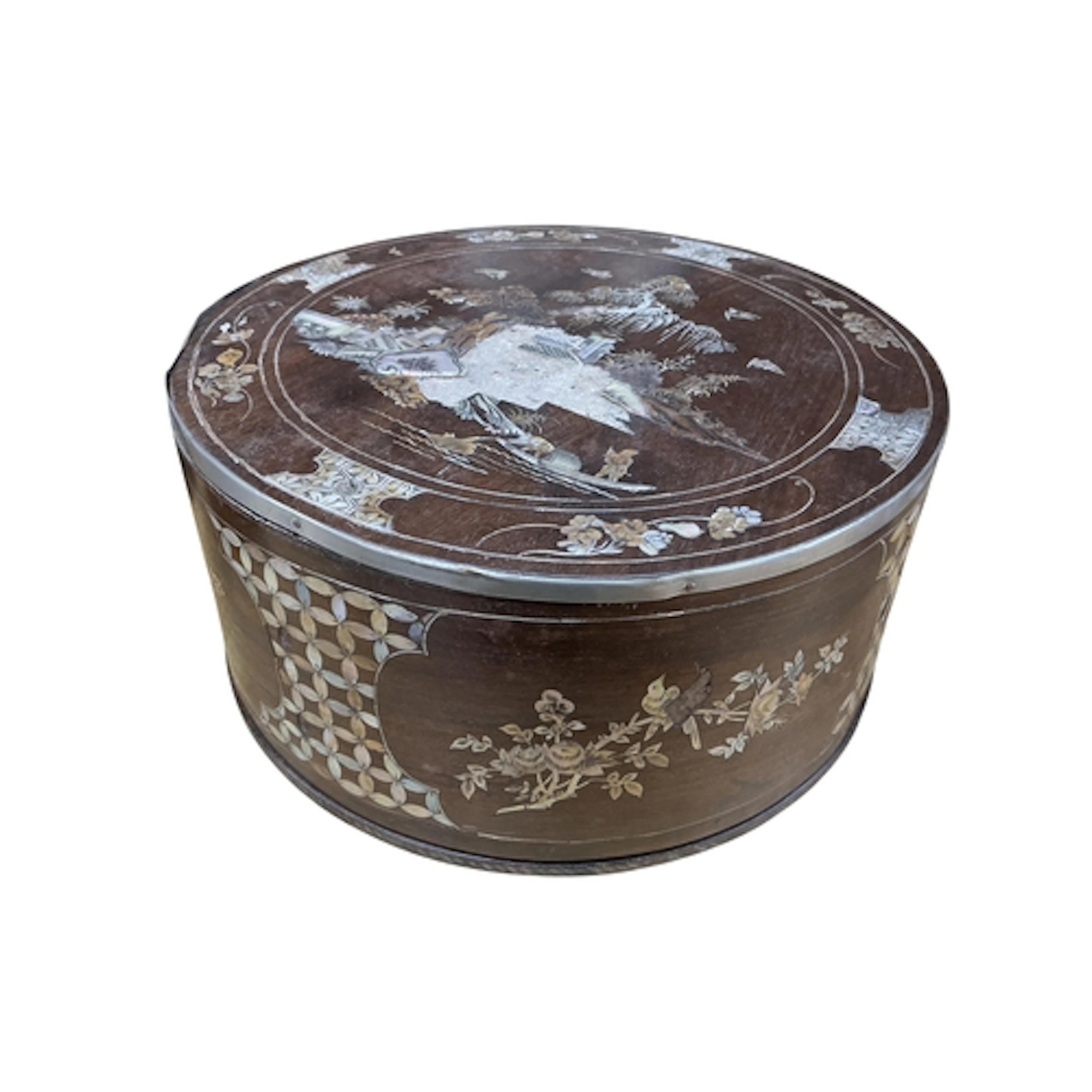 A late 19th century Sino-Vietnamese circular rosewood and mo...