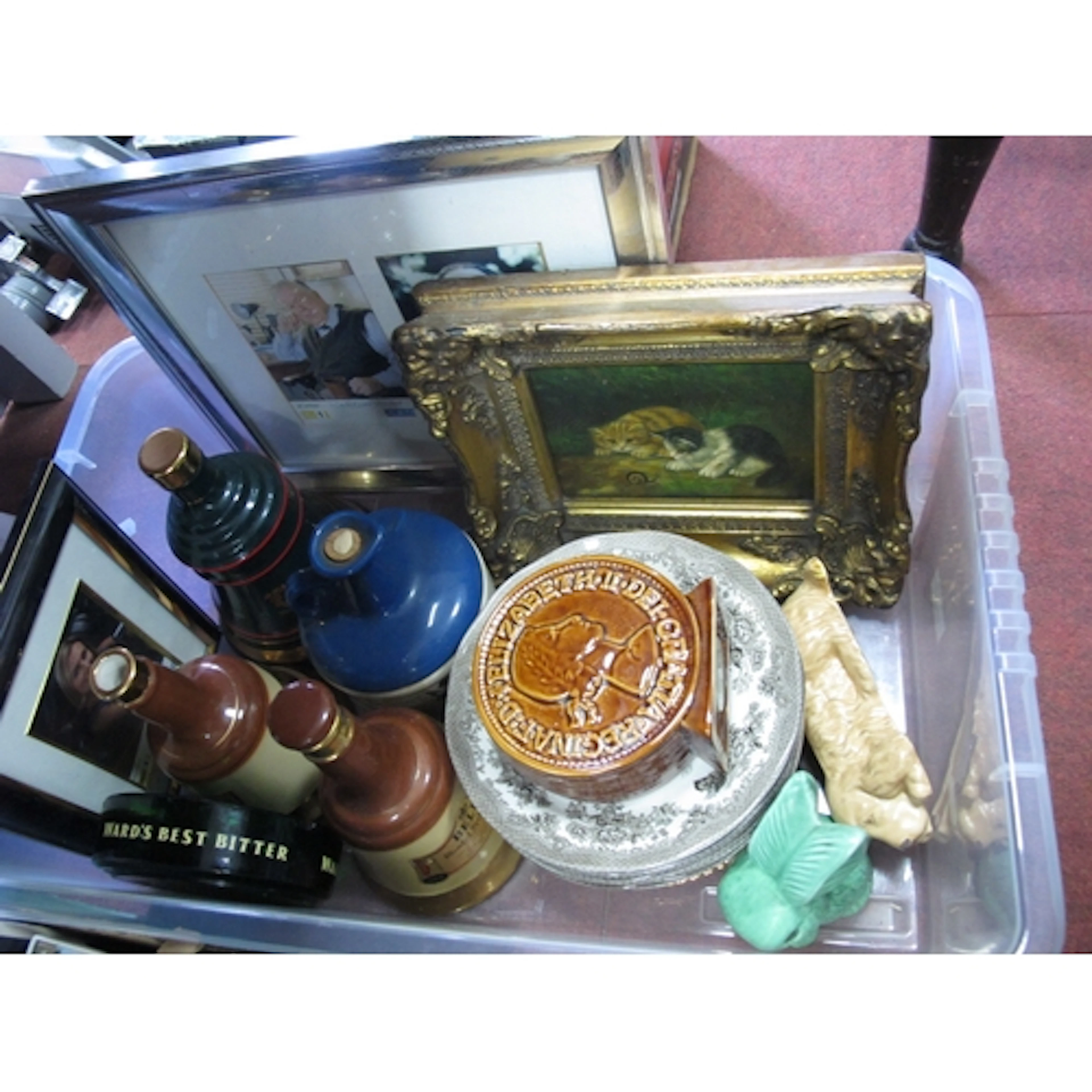 Whisky Bells (empty), Sylvac Rabbit, dog posy, money box, as...