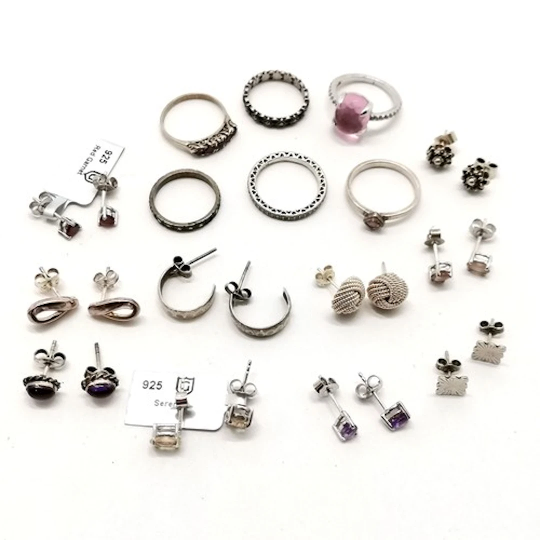 6 x Silver rings inc Pandora, marcasite, etc t/w 10 x silver...