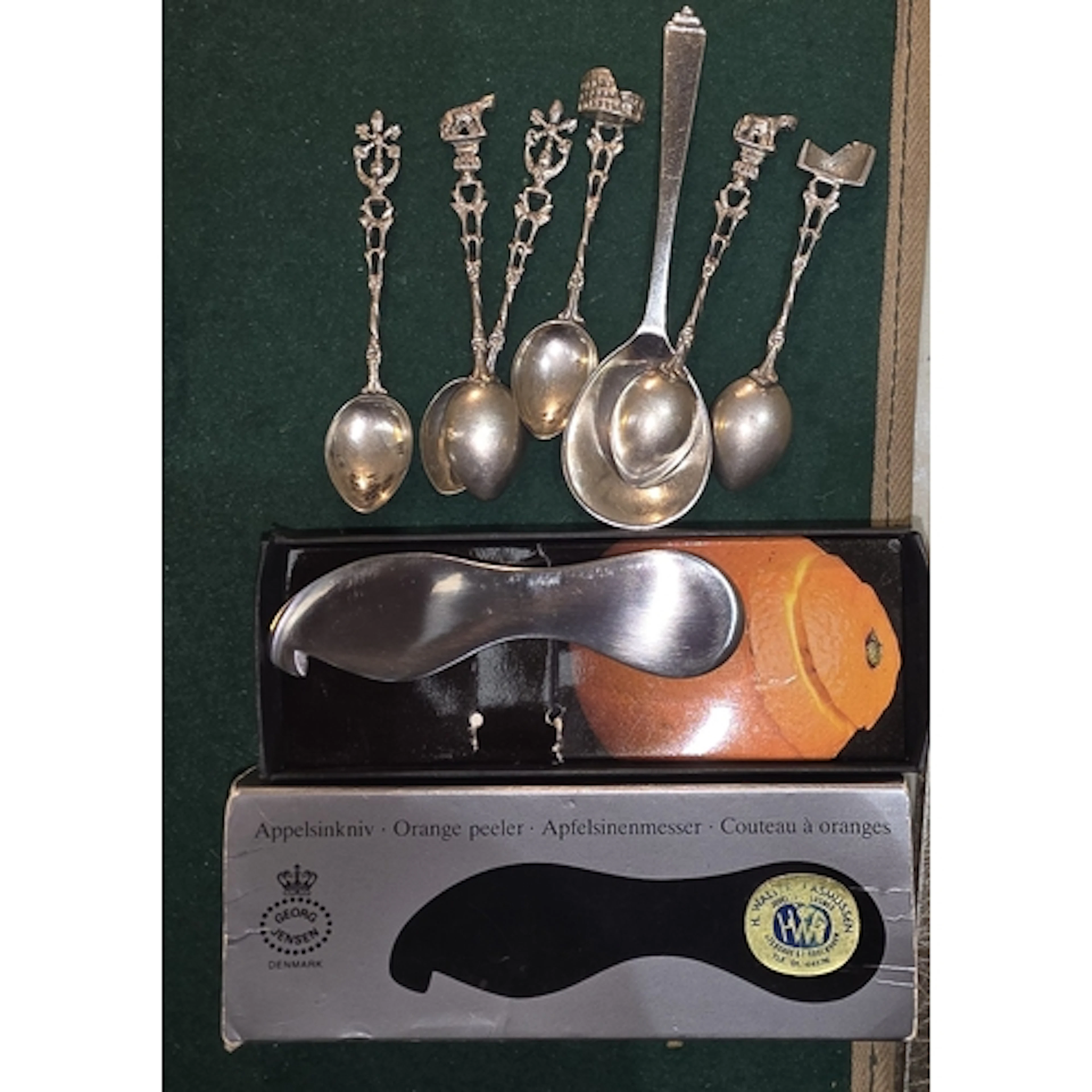 A Georg Jensen stainless steel orange peeler, in original bo...