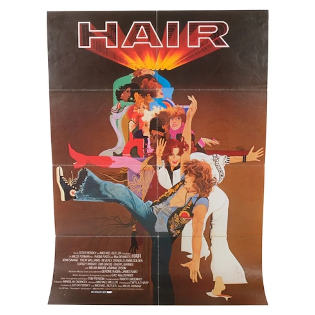 2 original posters, B. Peaks poster illustration for Hair th...