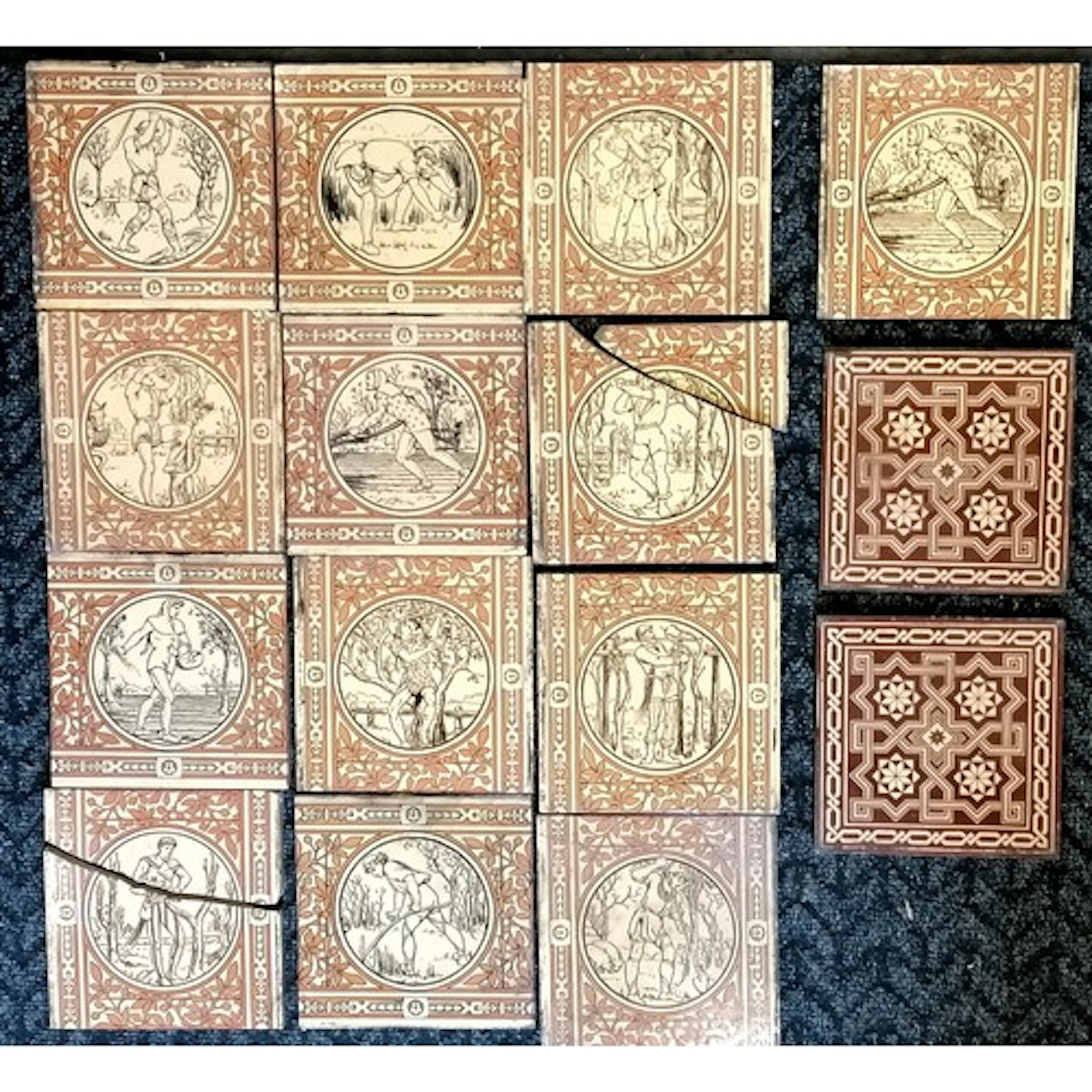 1870's Minton complete set of 12 x 'Husbandry' 8" (20.5cm) t...