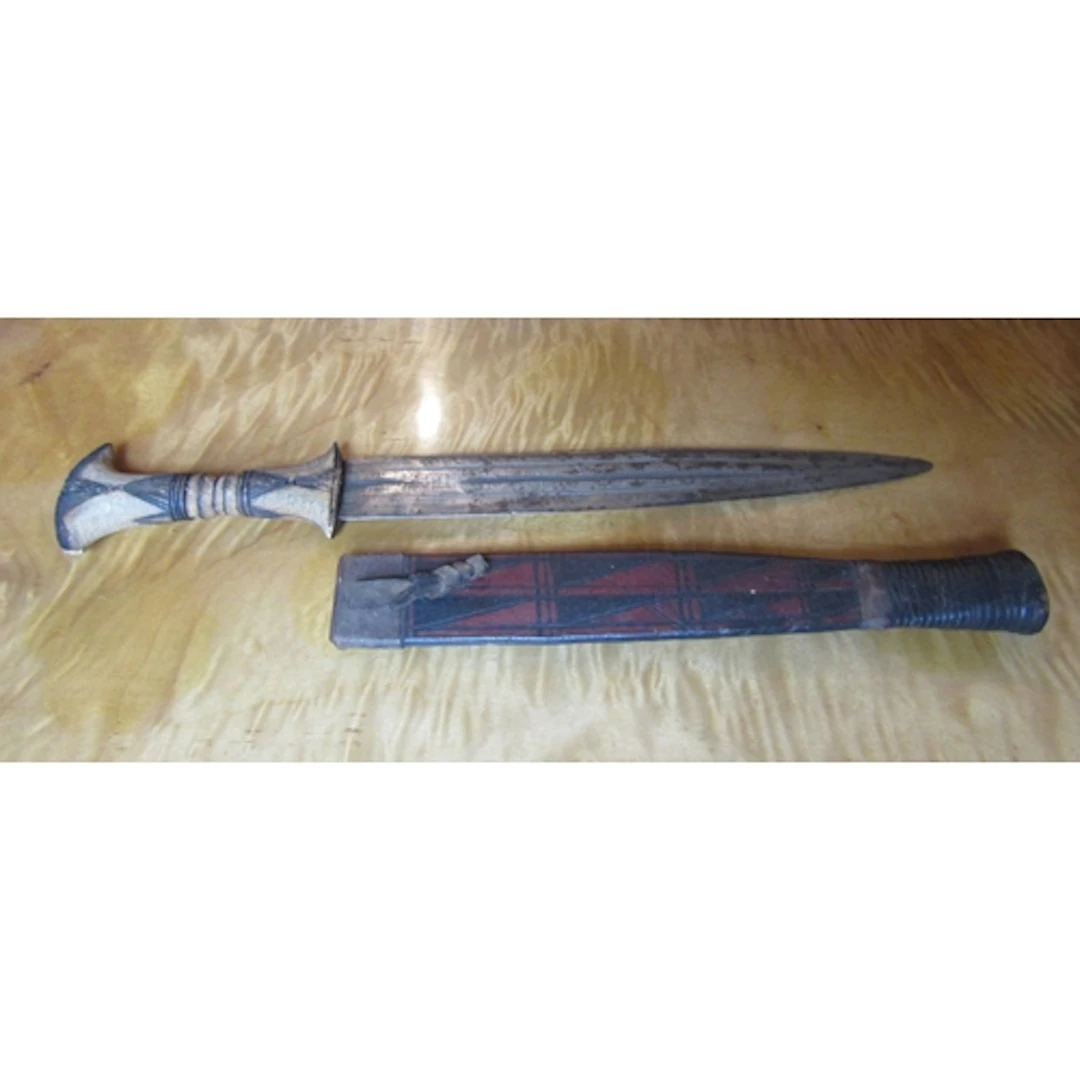 Old Dagger with Leather Scabbard