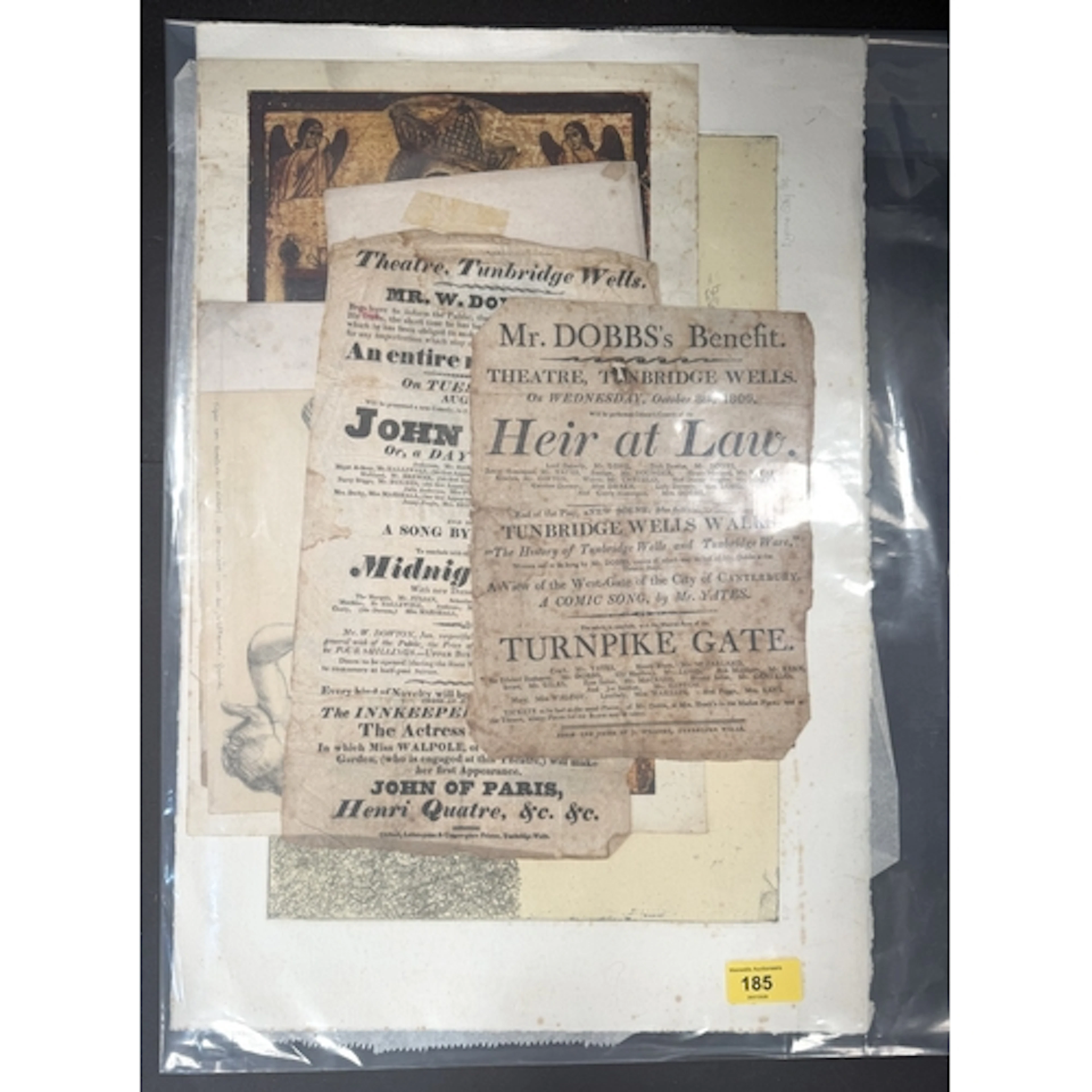Theatre, Tunbridge Wells, 2 playbills c1820, other prints.&n...
