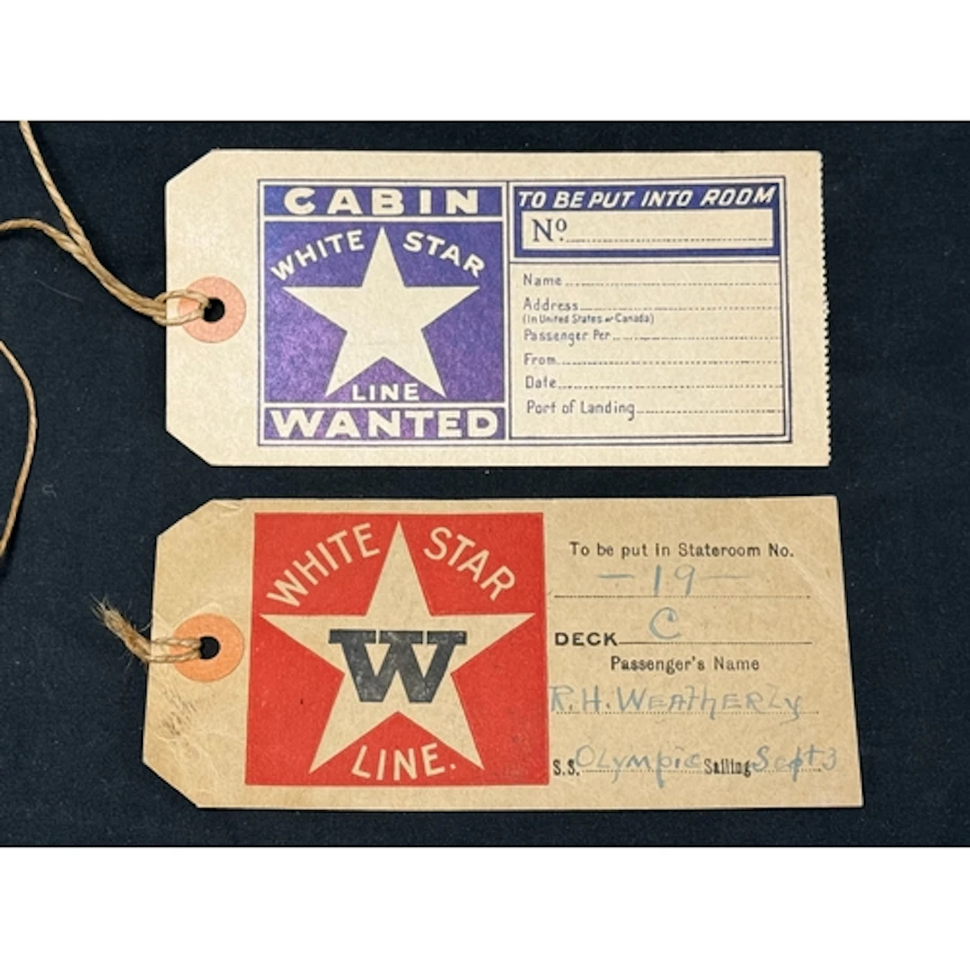 R.M.S. Olympic: R.M.S. Olympic: White Star Line luggage tag...