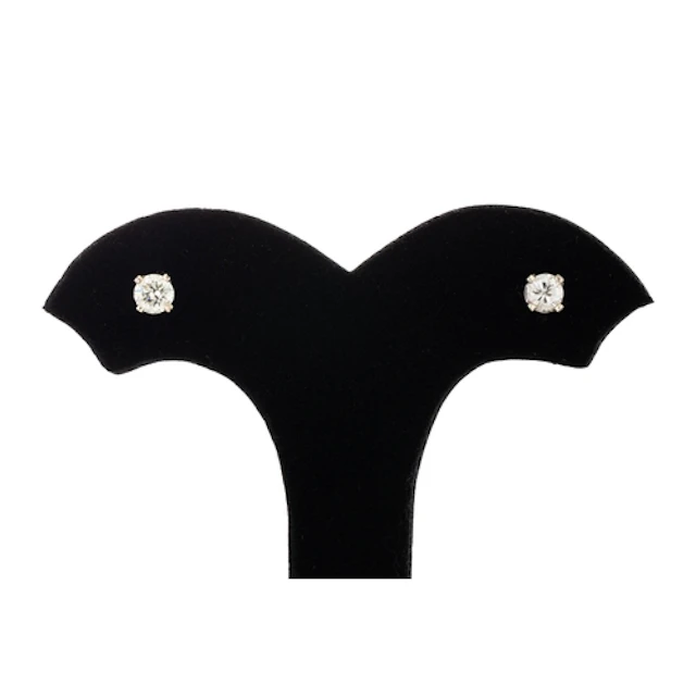 A PAIR OF DIAMOND STUD EARRINGS, the round diamonds mounted ...