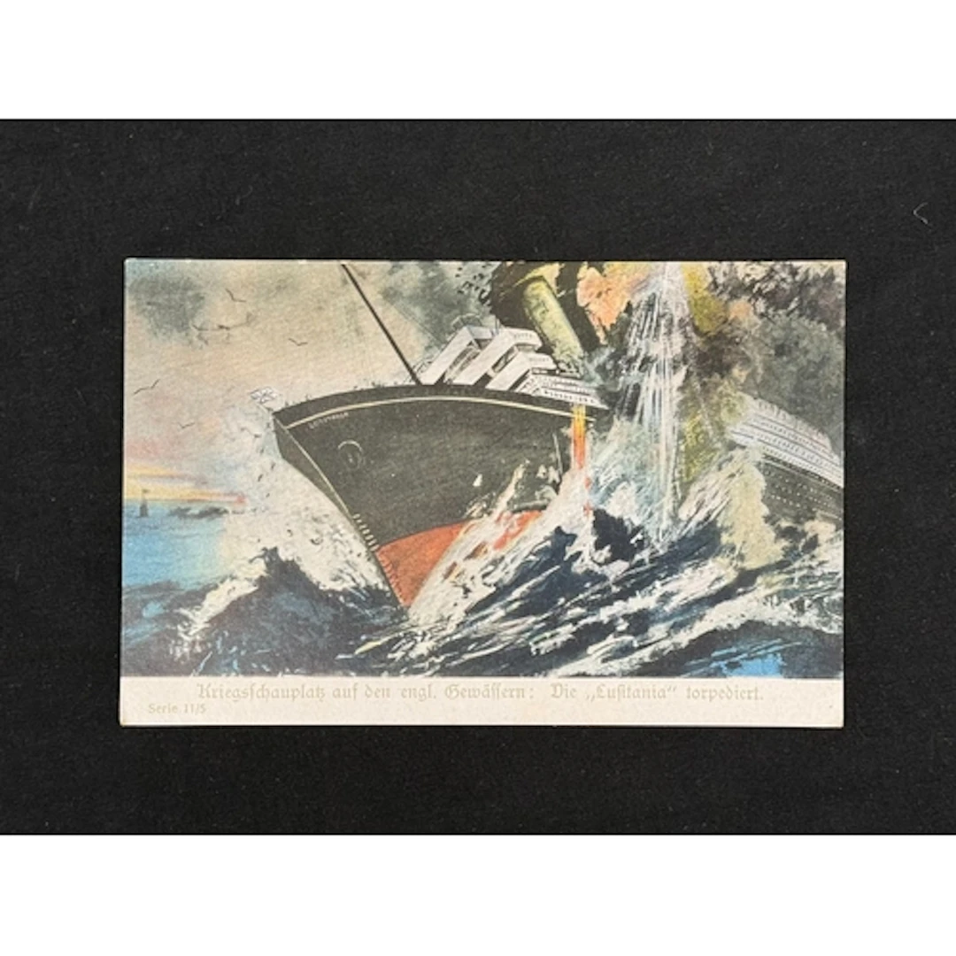 R.M.S. Lusitania: R.M.S. Lusitania: German postcard showing...