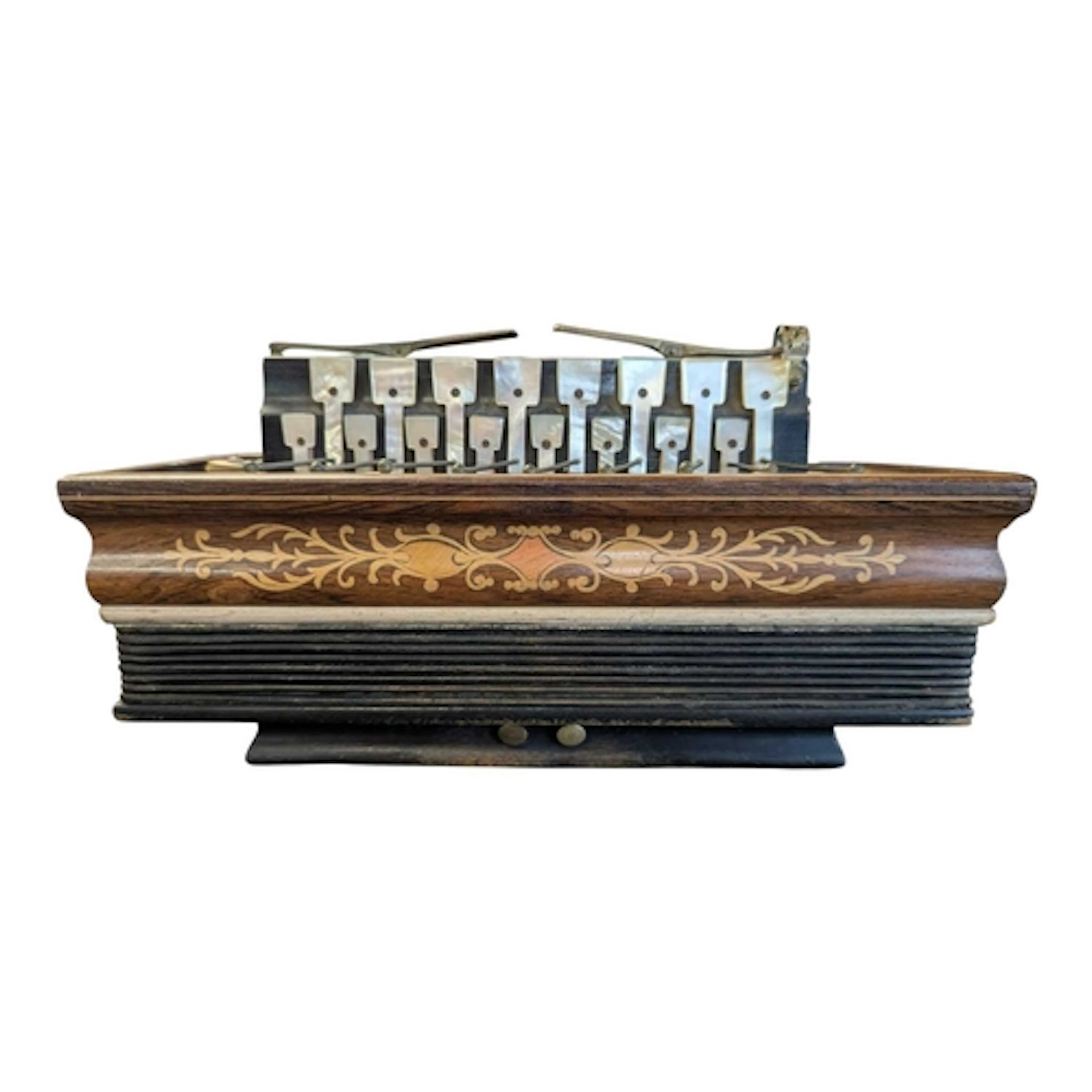 A 19th century French Flutina rosewood and marquetry accordi...