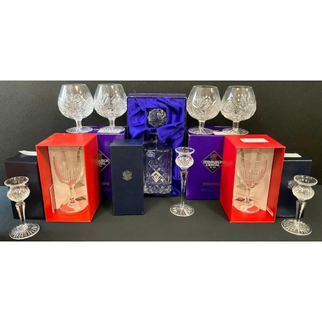 Crystal Glassware - a pair of Baccarat wine glasses, cut hob...