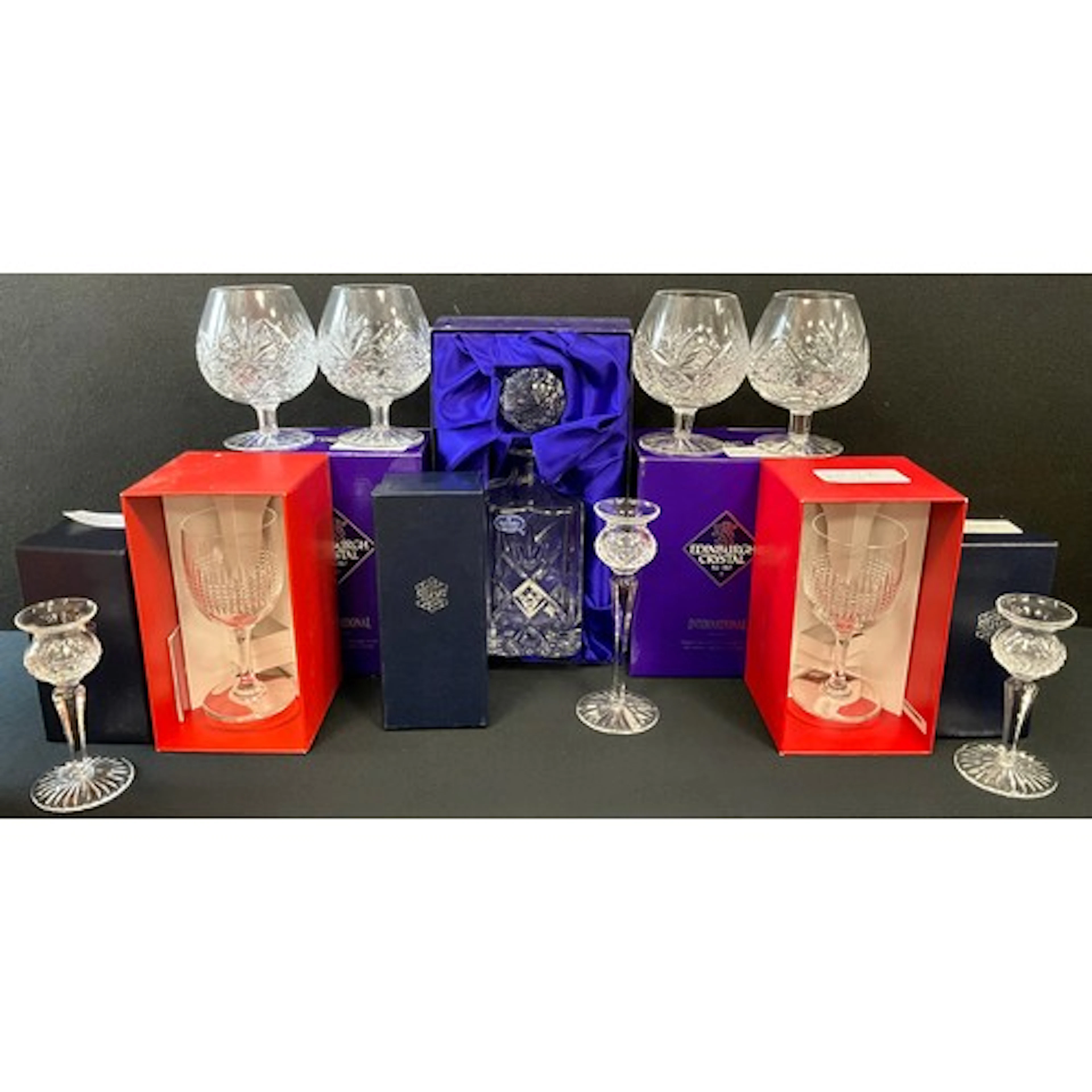 Crystal Glassware - a pair of Baccarat wine glasses, cut hob...