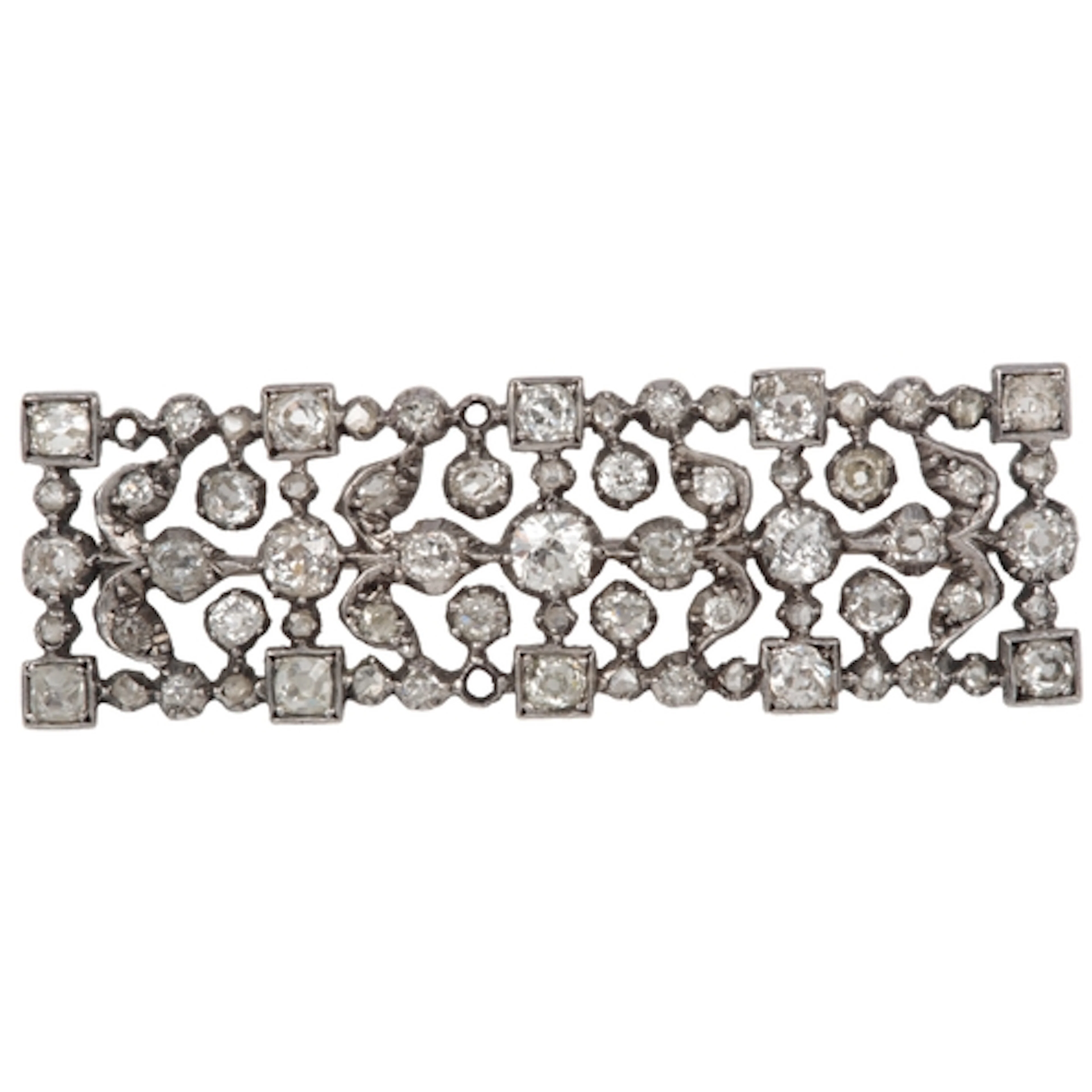 A diamond plaque brooch, late 19th century, the rectangular ...