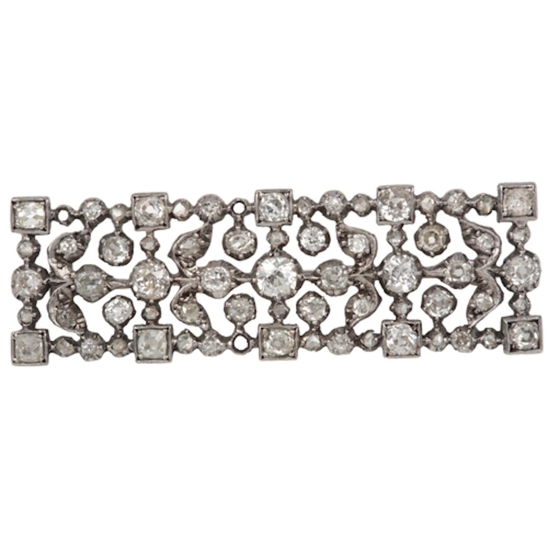 A diamond plaque brooch, late 19th century, the rectangular ...