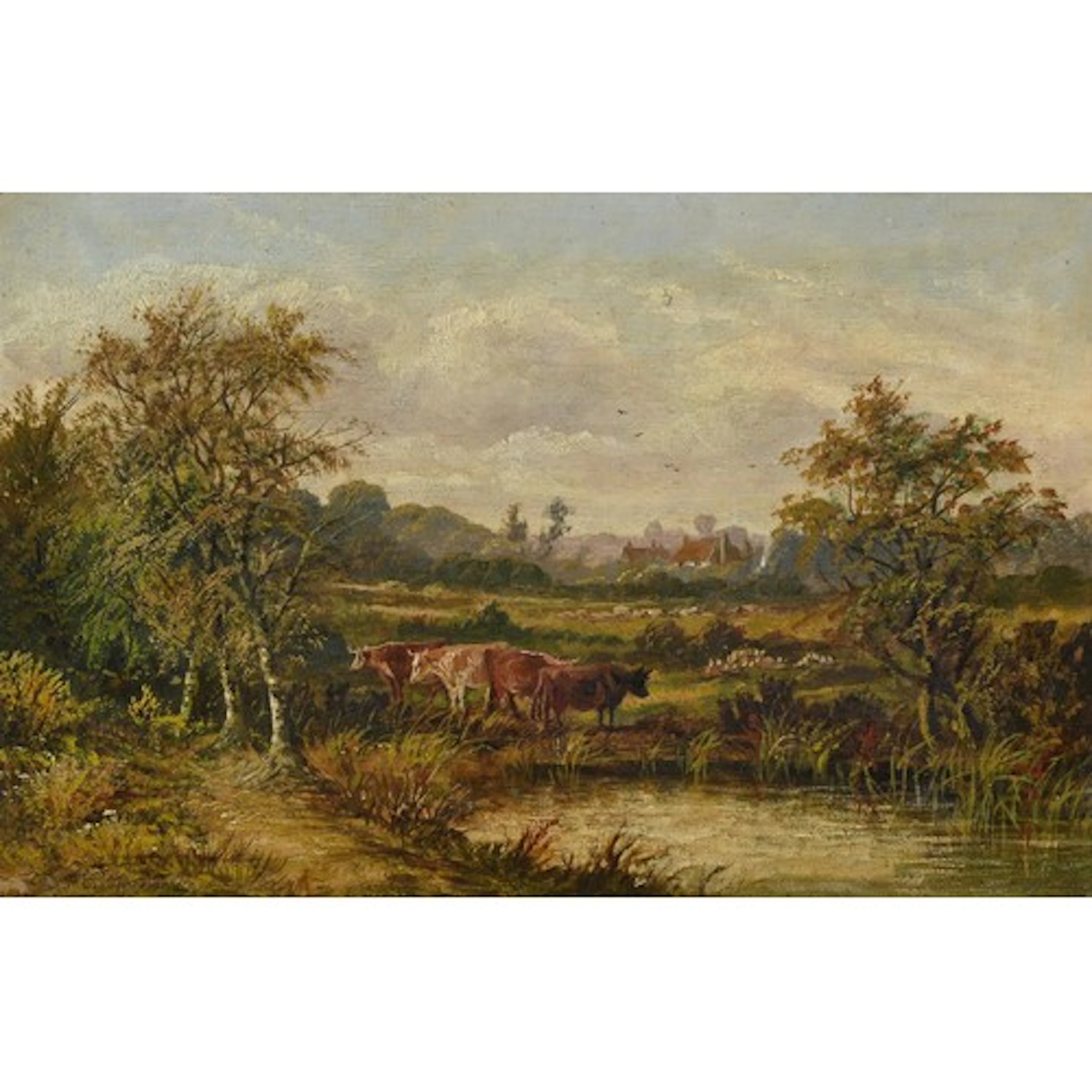 19th century British school, cows at water, signed 'T S Coop...