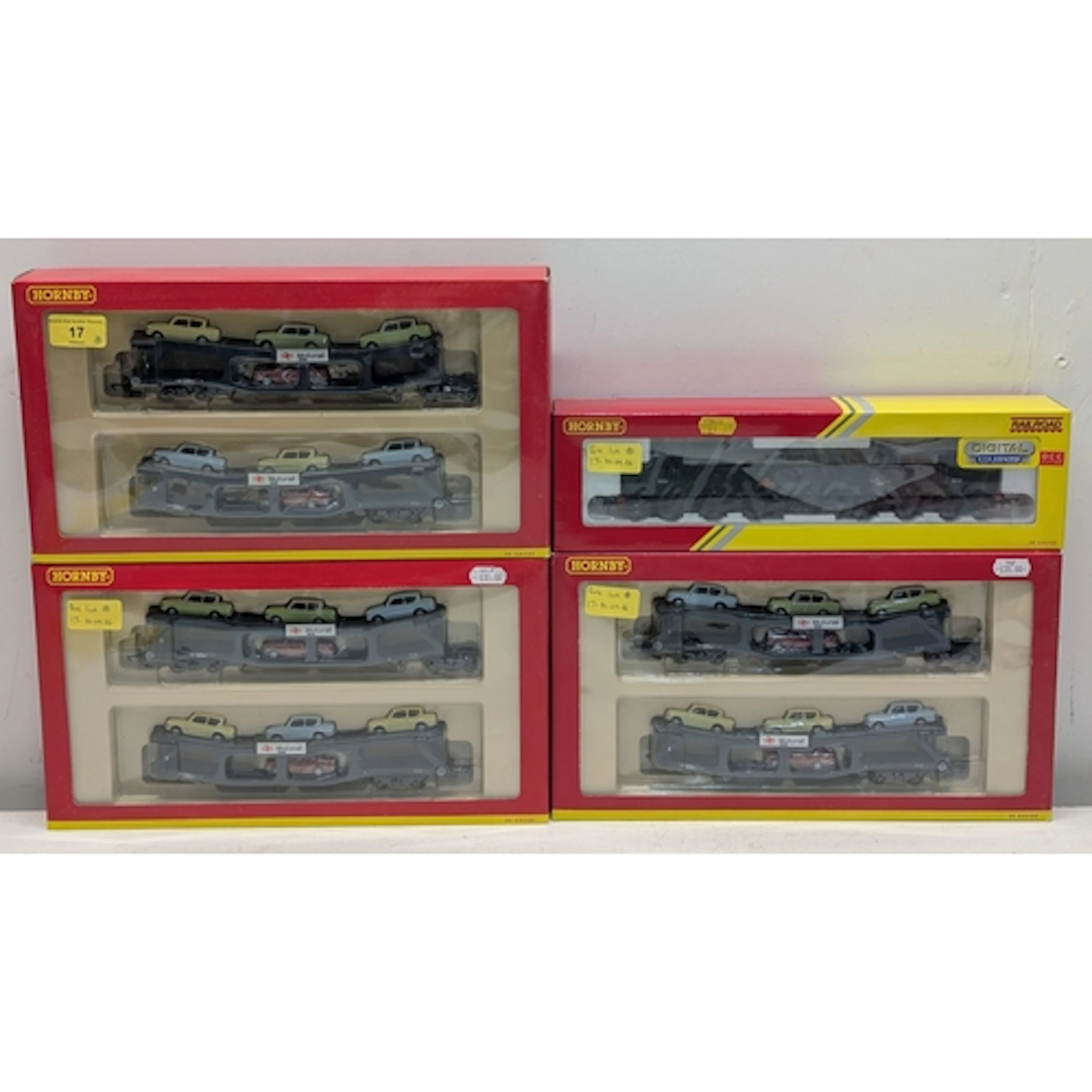 Hornby 00 gauge railway car transporters, six transporters a...