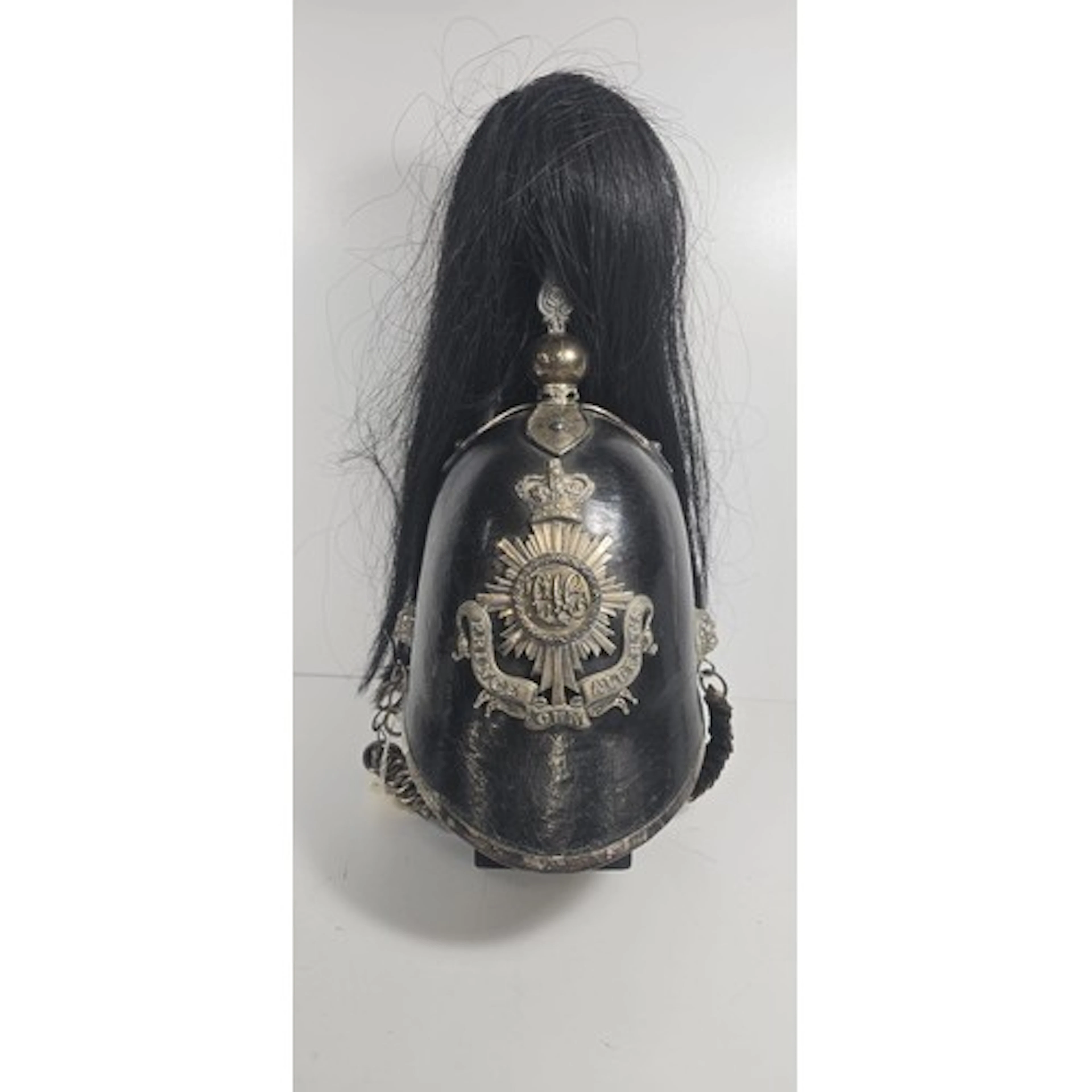 A Victorian Officer's patent leather helmet of Prince Albert...