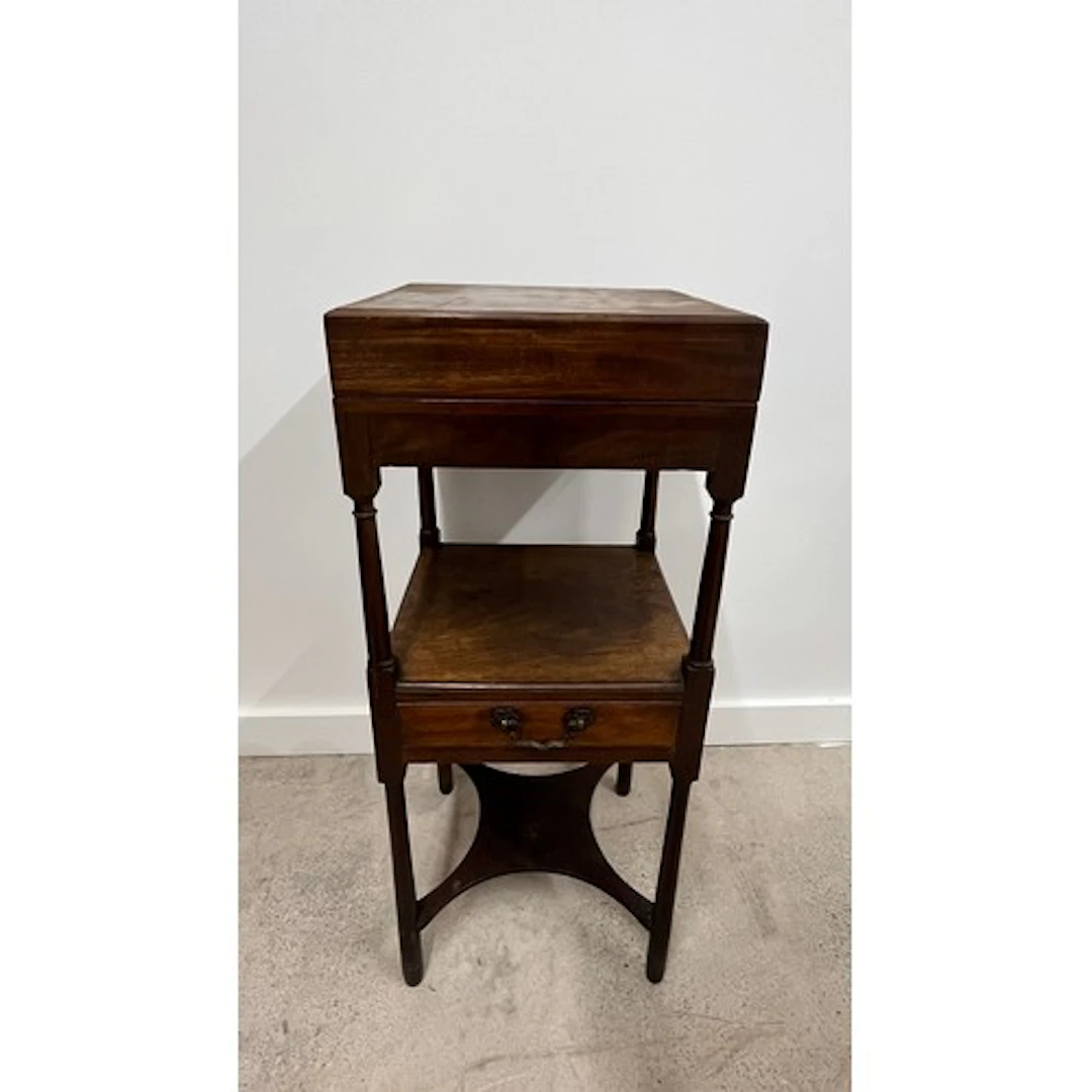 19th century mahogany washstand with hinged top, drawer and ...