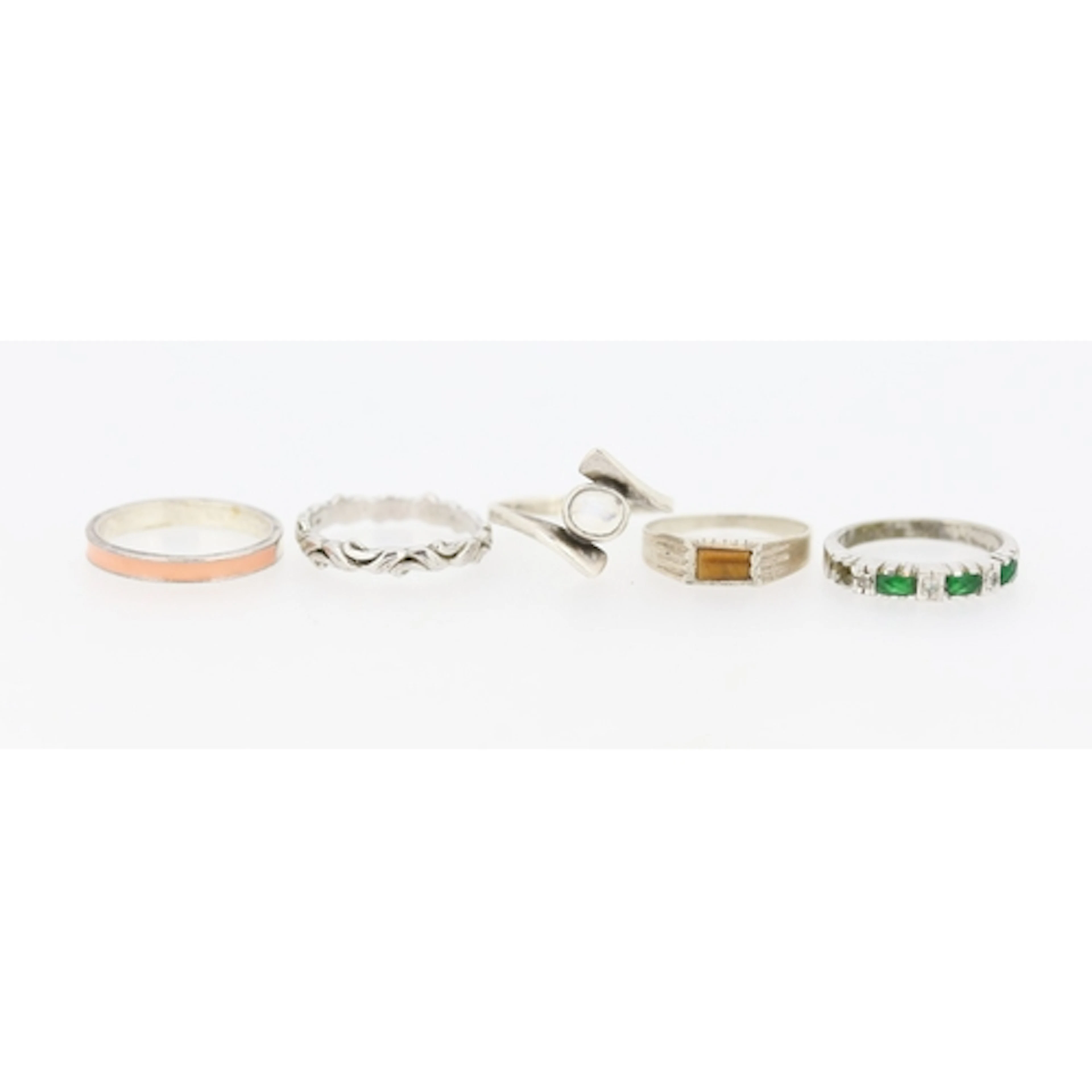 Five Sterling Silver Rings, Sizes O / M / N and L