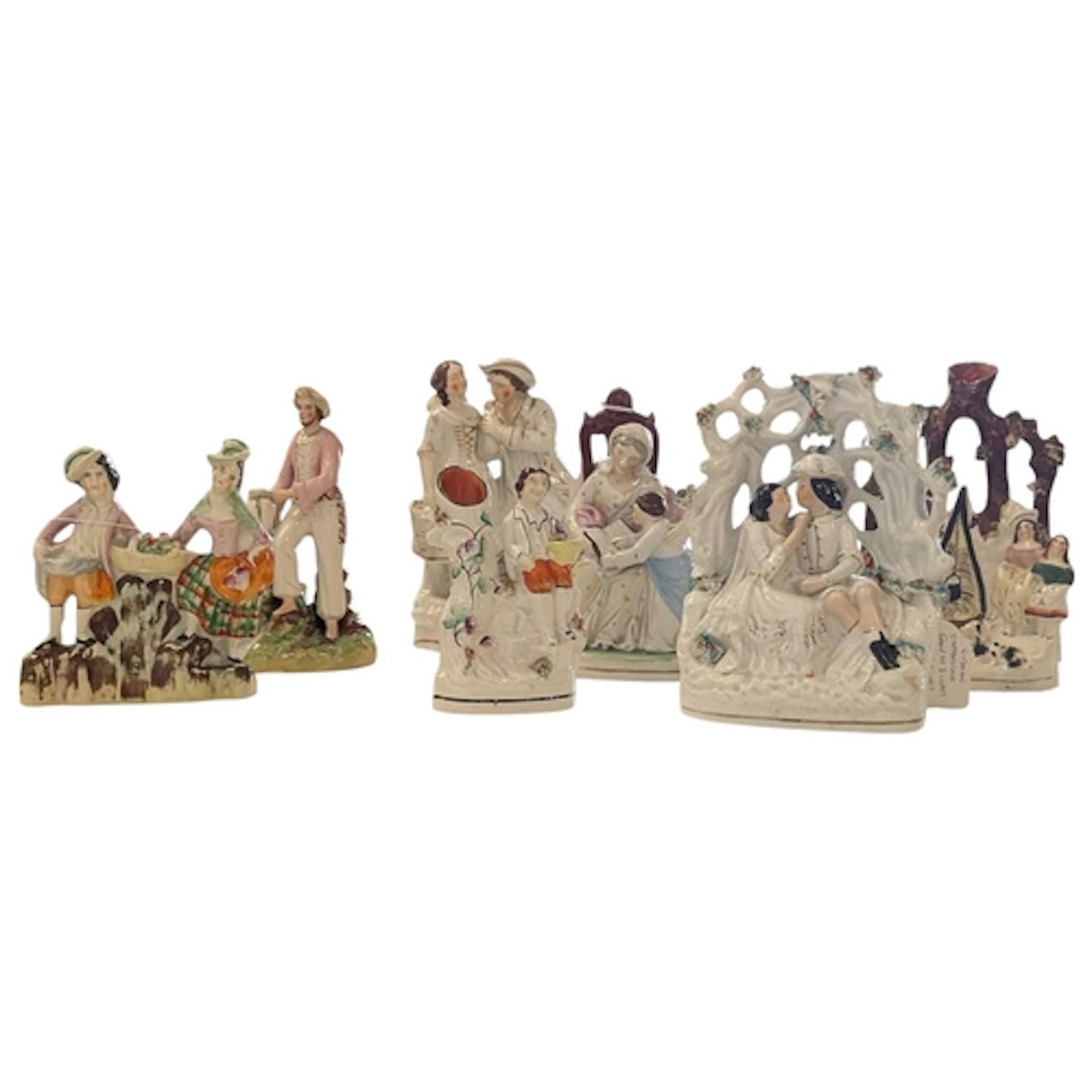 A collection of mid 19th century Victorian Staffordshire fla...