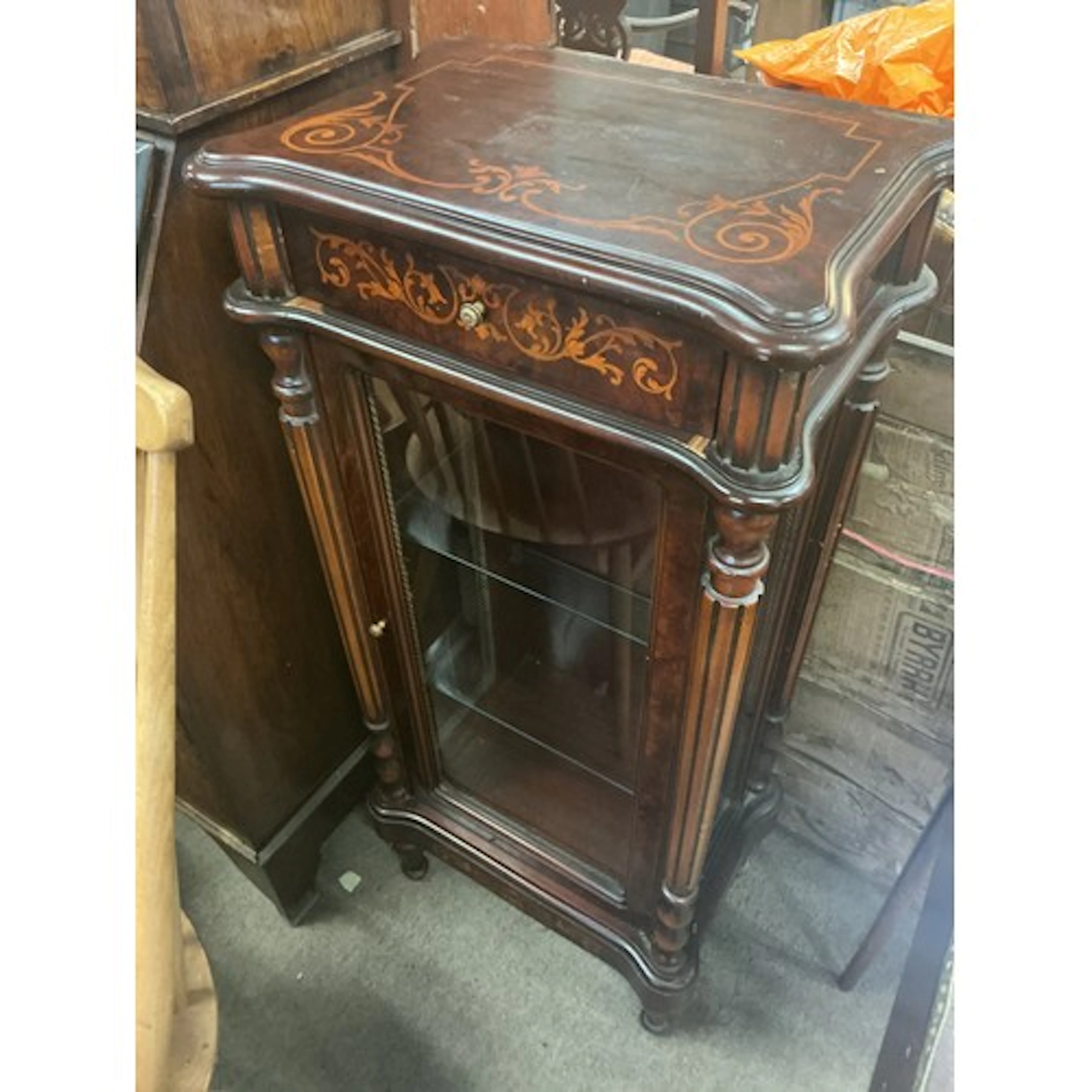A small inlaid walnut Cabinet. 100cm tall, 45cm wide, 30cm l...