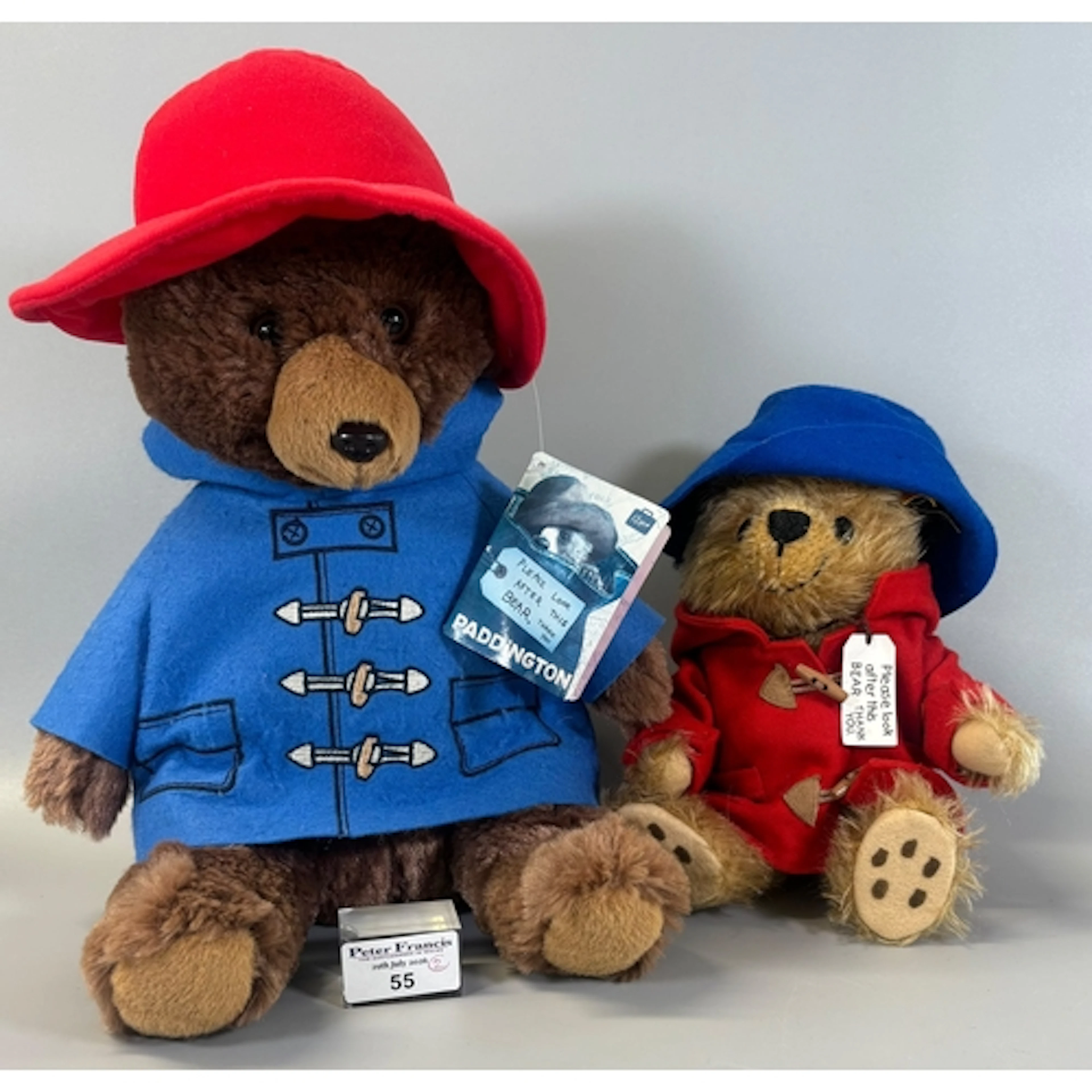 Modern Steiff Paddington Bear with mohair fur and a red duff...