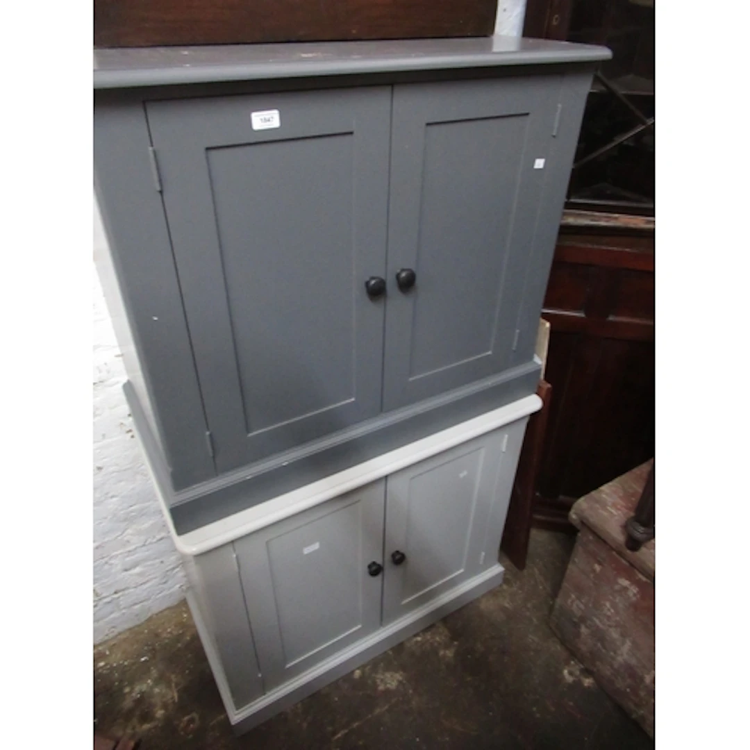Pair of modern pine two door side cabinets, painted in dark ...