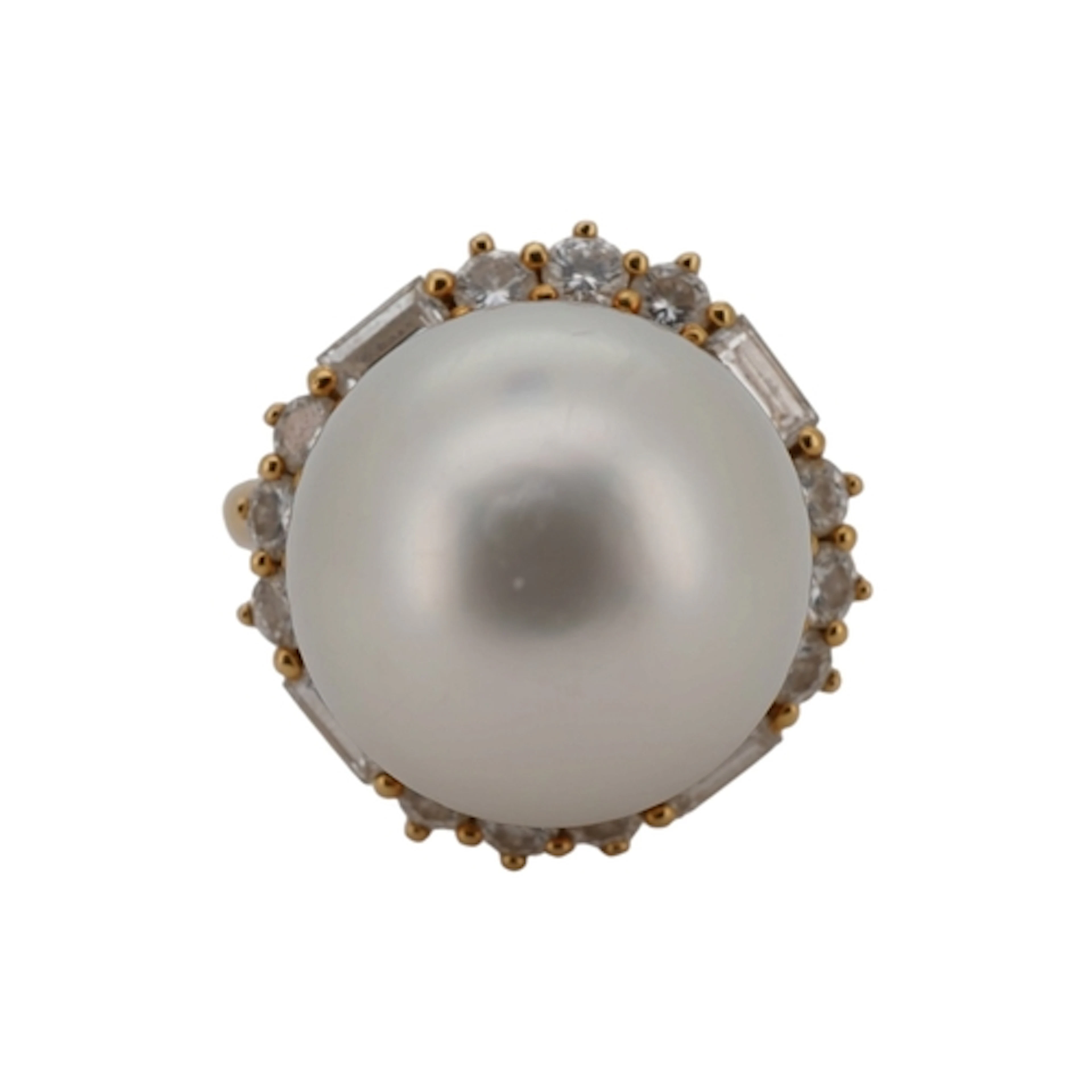 A cultured 'South Sea' pearl and diamond ring, centring on a...