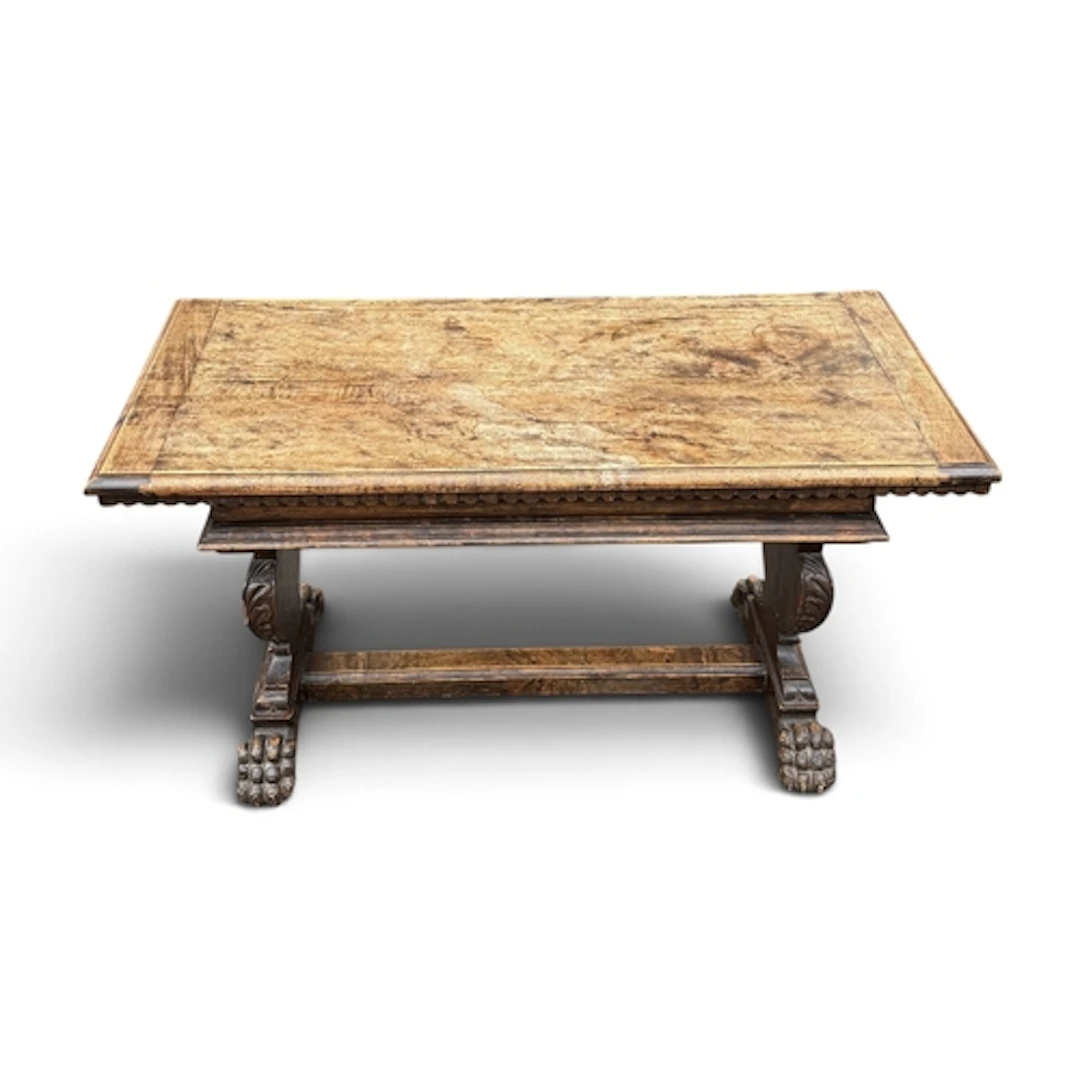 A 17TH CENTURY STYLE ITALIAN WALNUT TABLE, 19TH CENTURY The ...