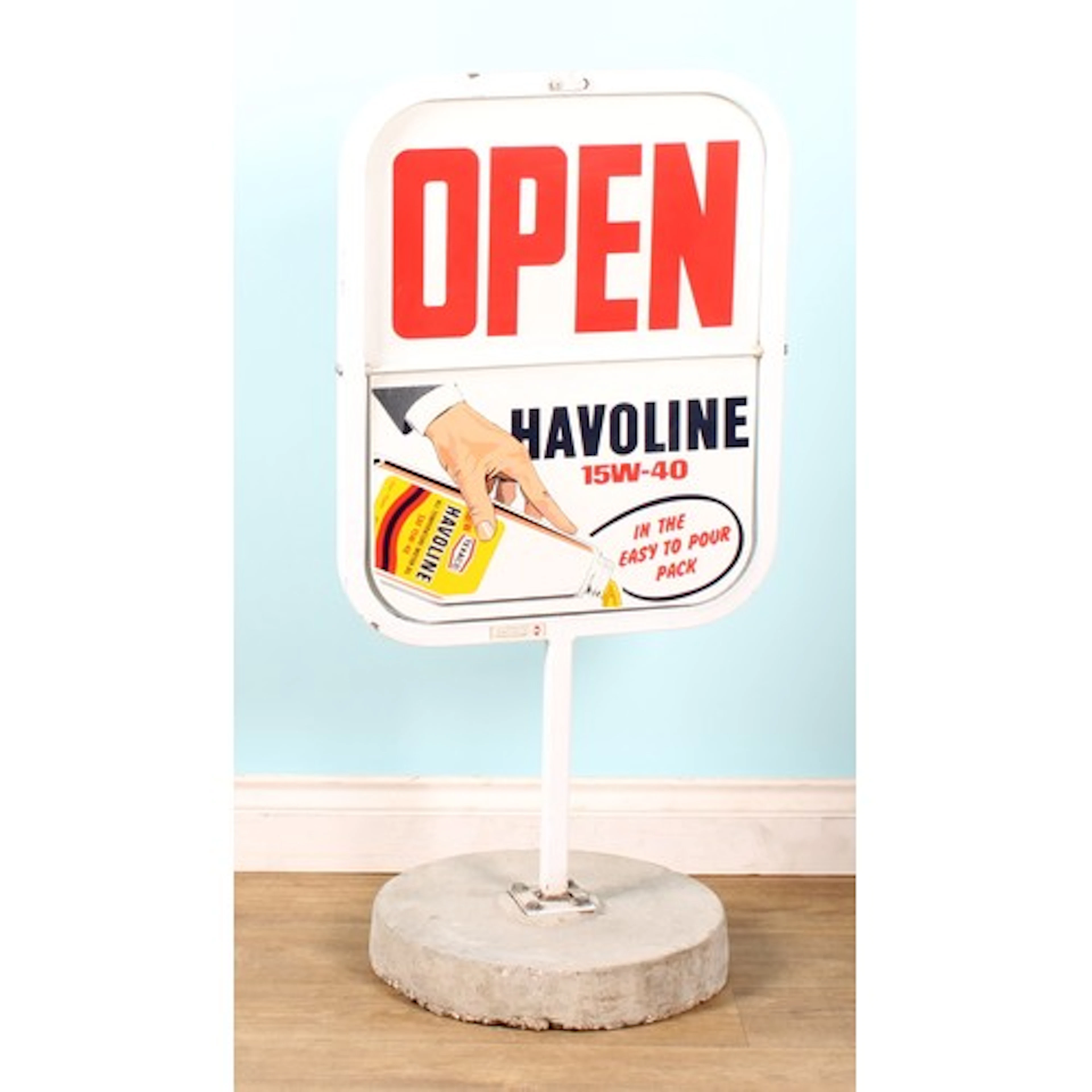 Advertising - a garage forecourt double-side and hinged pede...