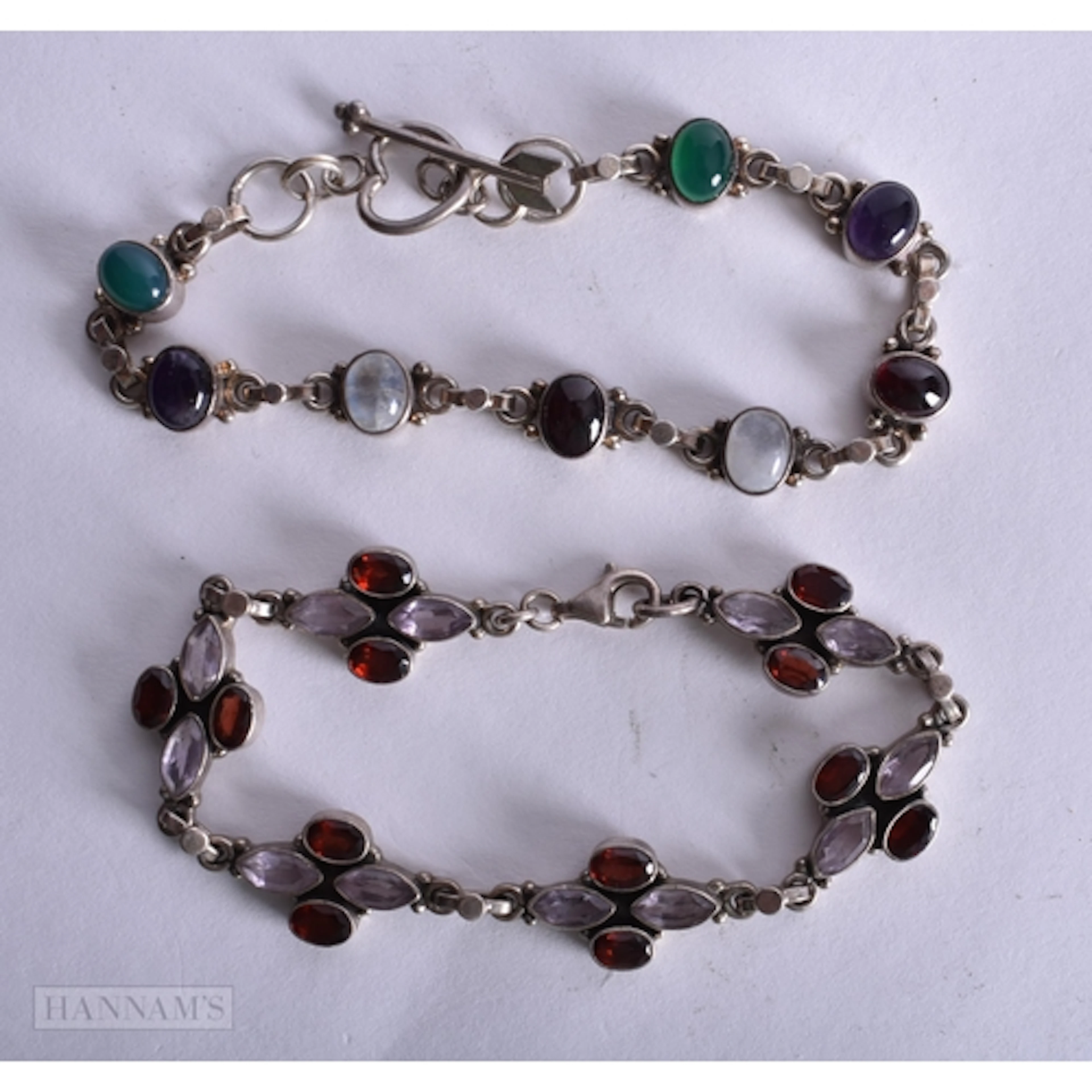 Collection of Sterling Silver Gemstone Bracelets inc. Garnet...