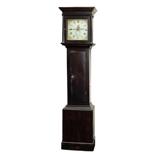 H. Webber, Ifracombe, a painted pine longcase clock the thir...