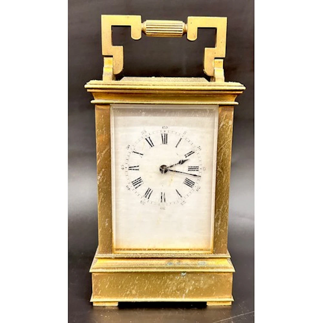 An early 20th Century brass carriage clock, with mark R & C ...