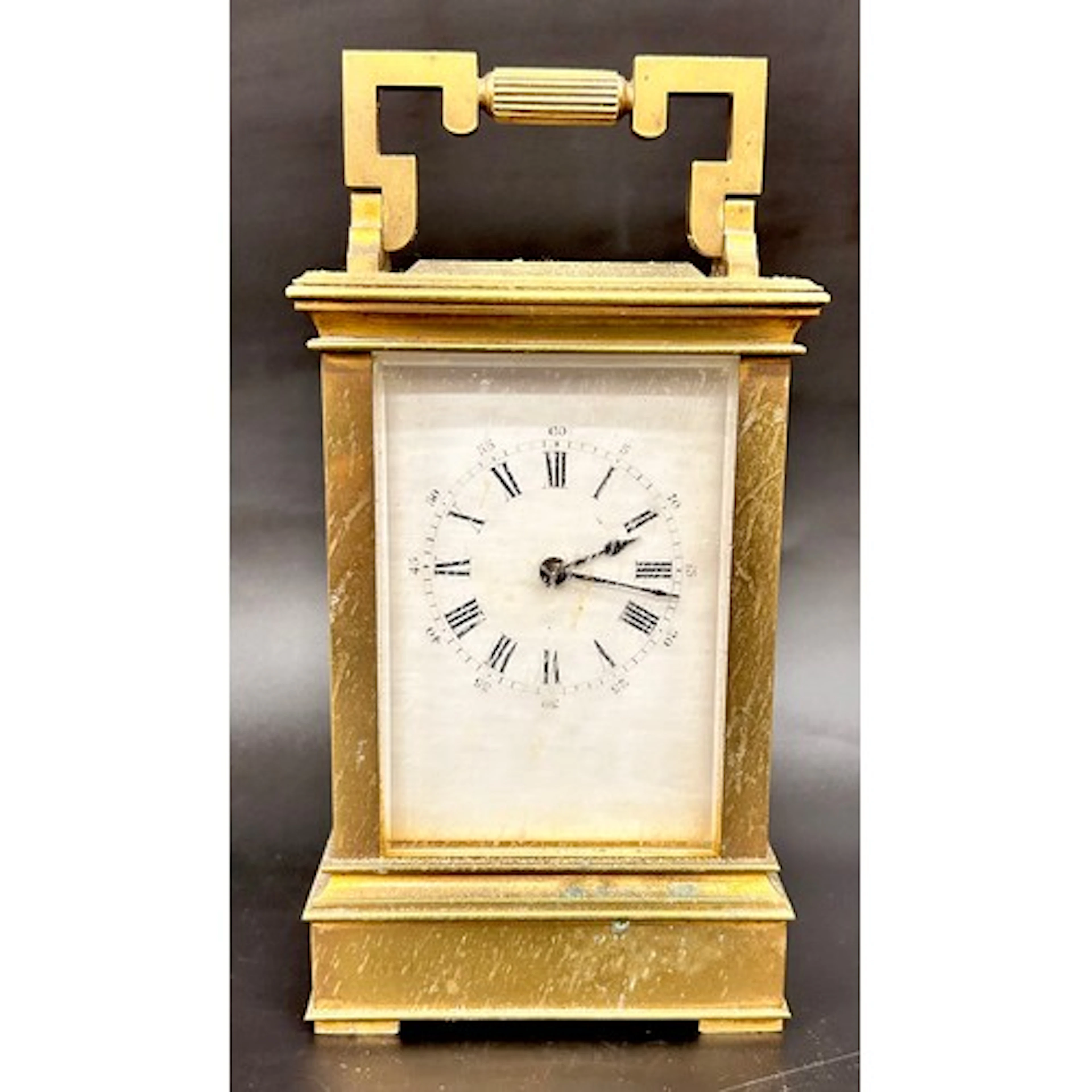 An early 20th Century brass carriage clock, with mark R & C ...