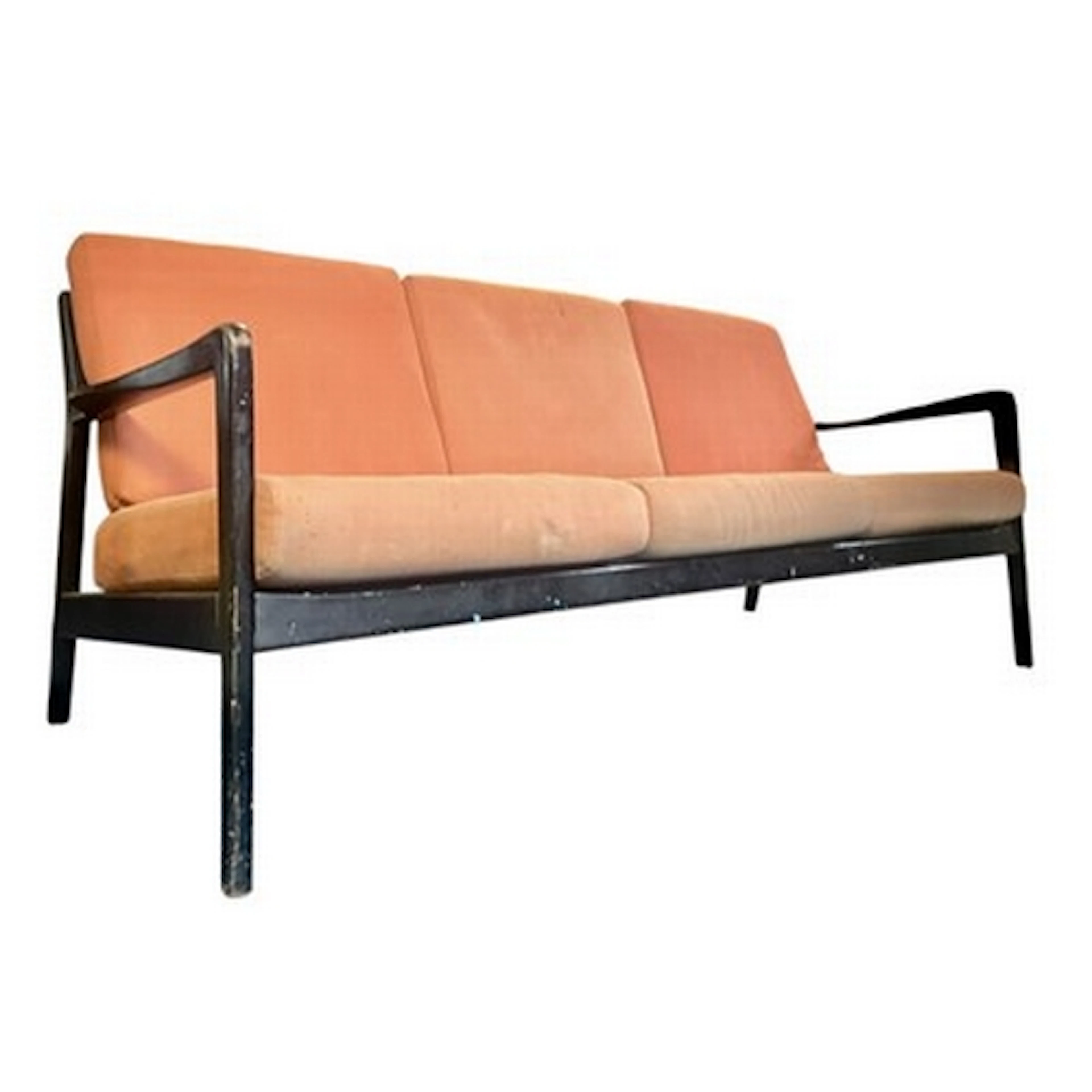 A retro mid 20th century Danish designer three-seater sofa s...
