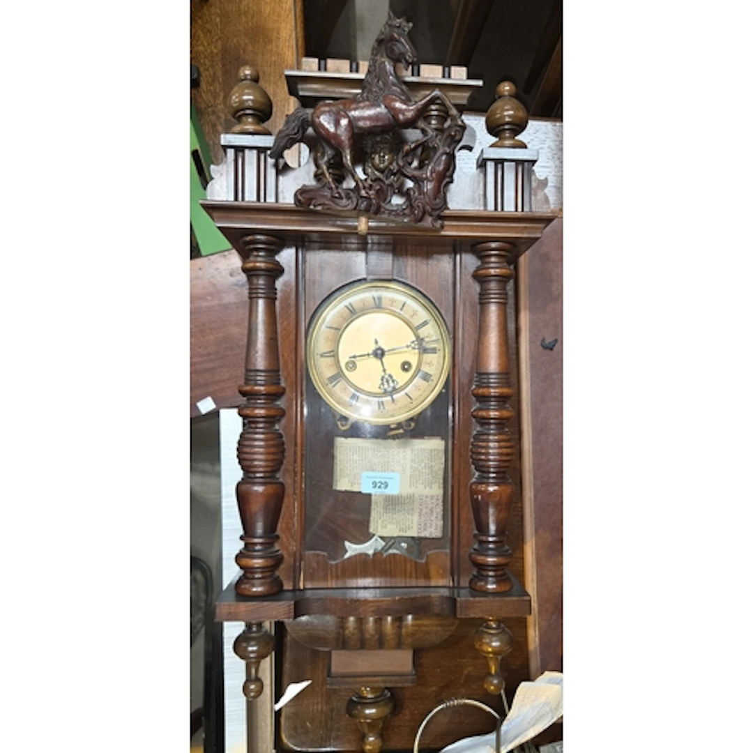 A 20th century walnut case Vienna wall clock with enamelled ...