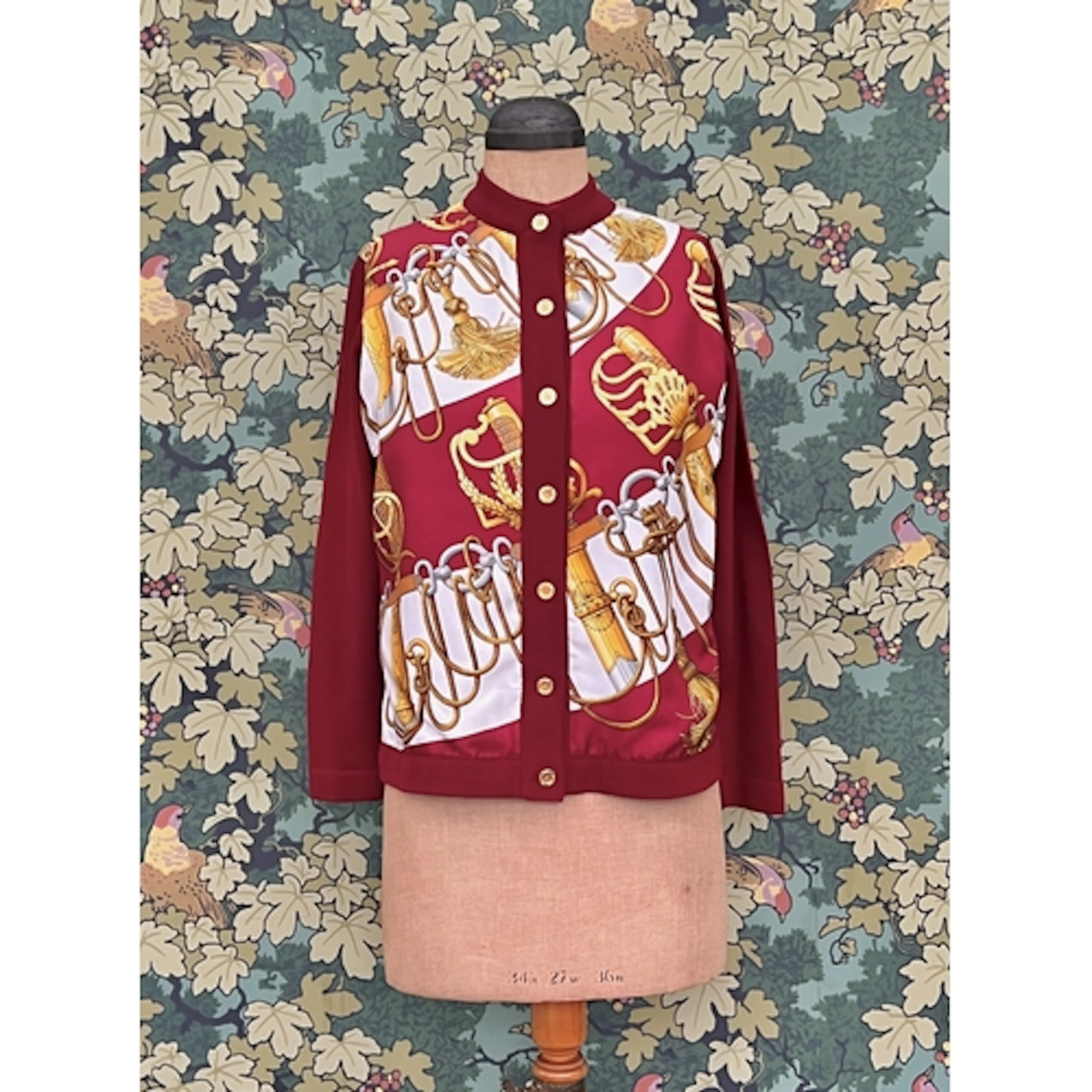 A vintage Hermes Twillaine cardigan - wine red wool with cla...