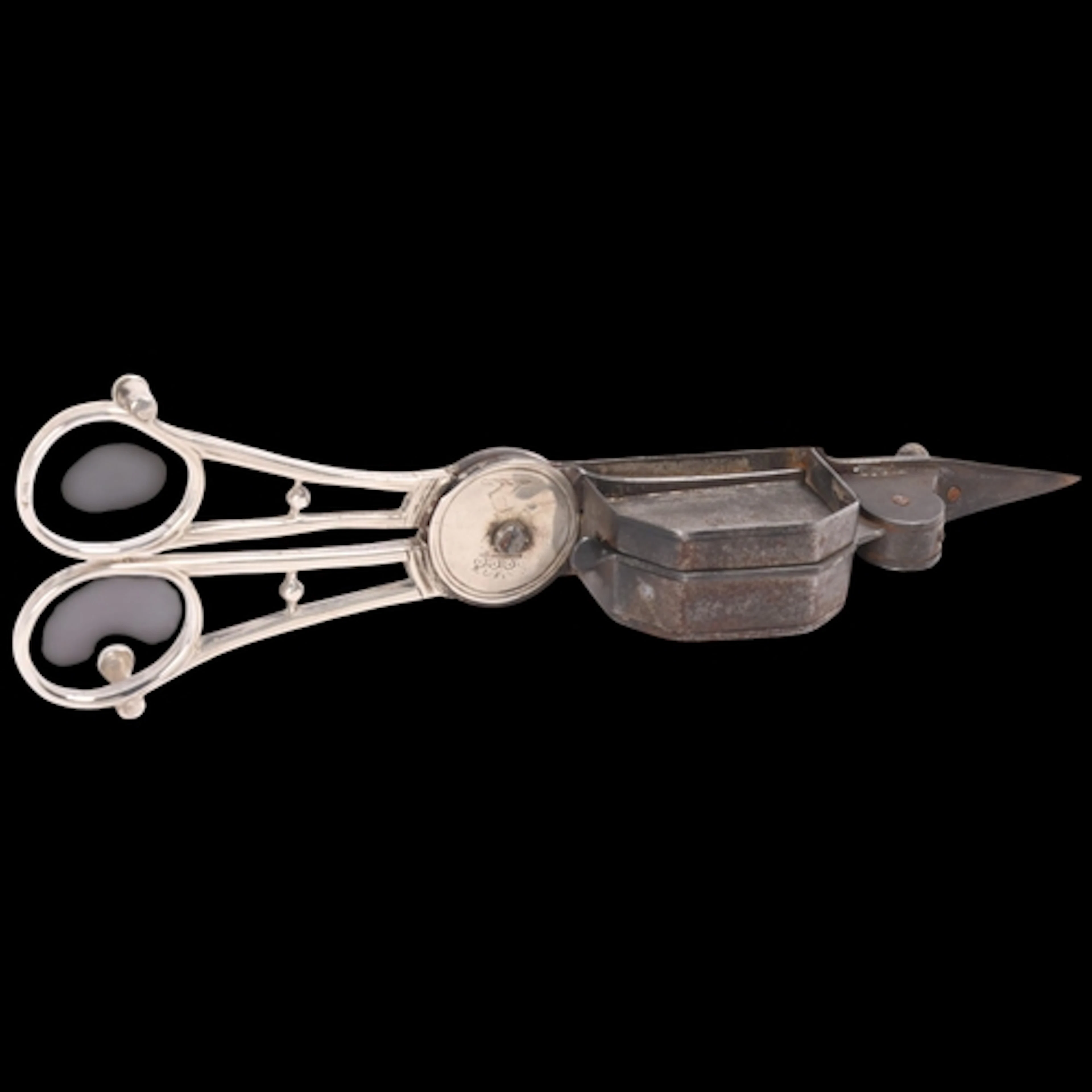 A pair of George III silver and steel patent design candle w...