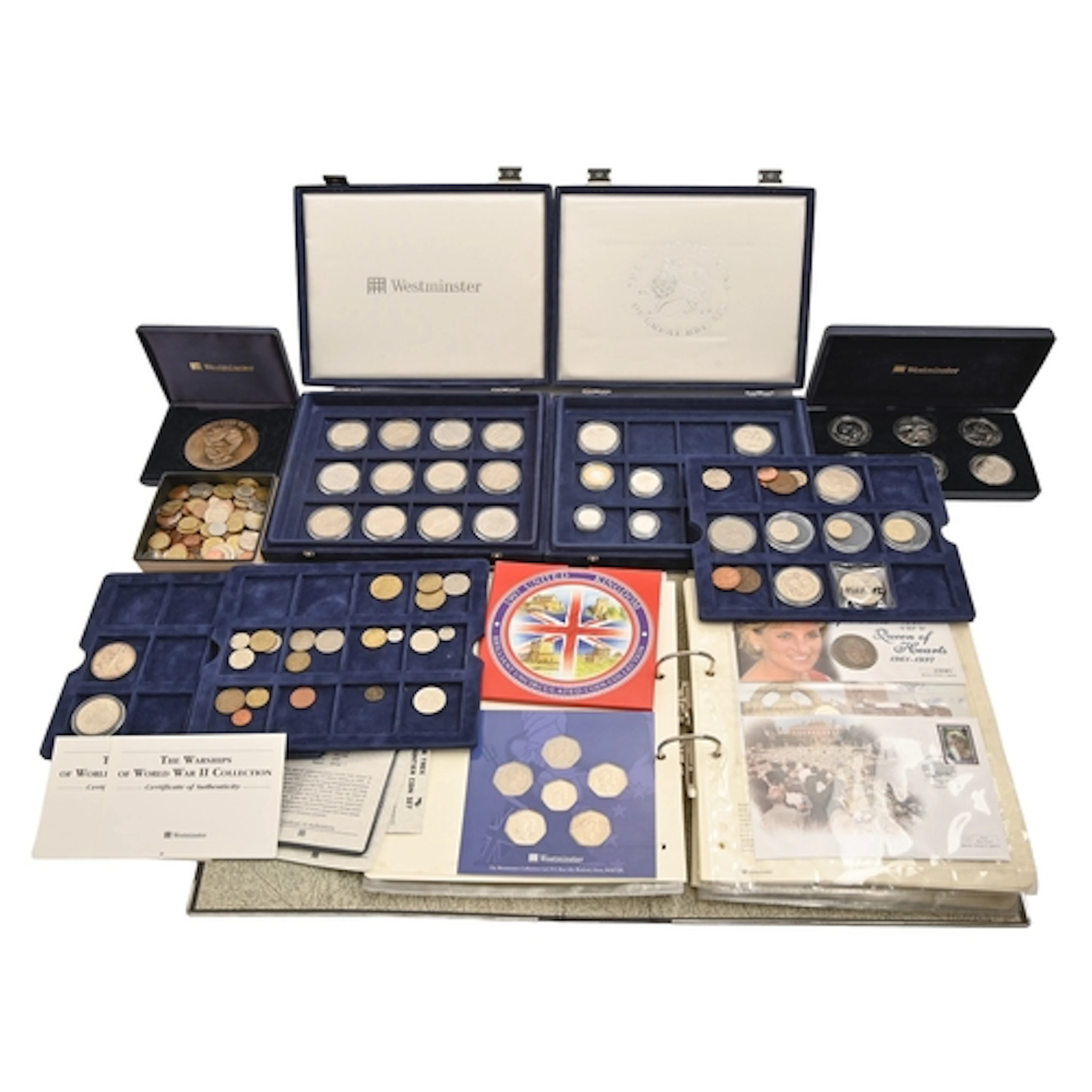 Coins. Morgan dollar 1898, silver Eagle Dollar 1990, Warship...