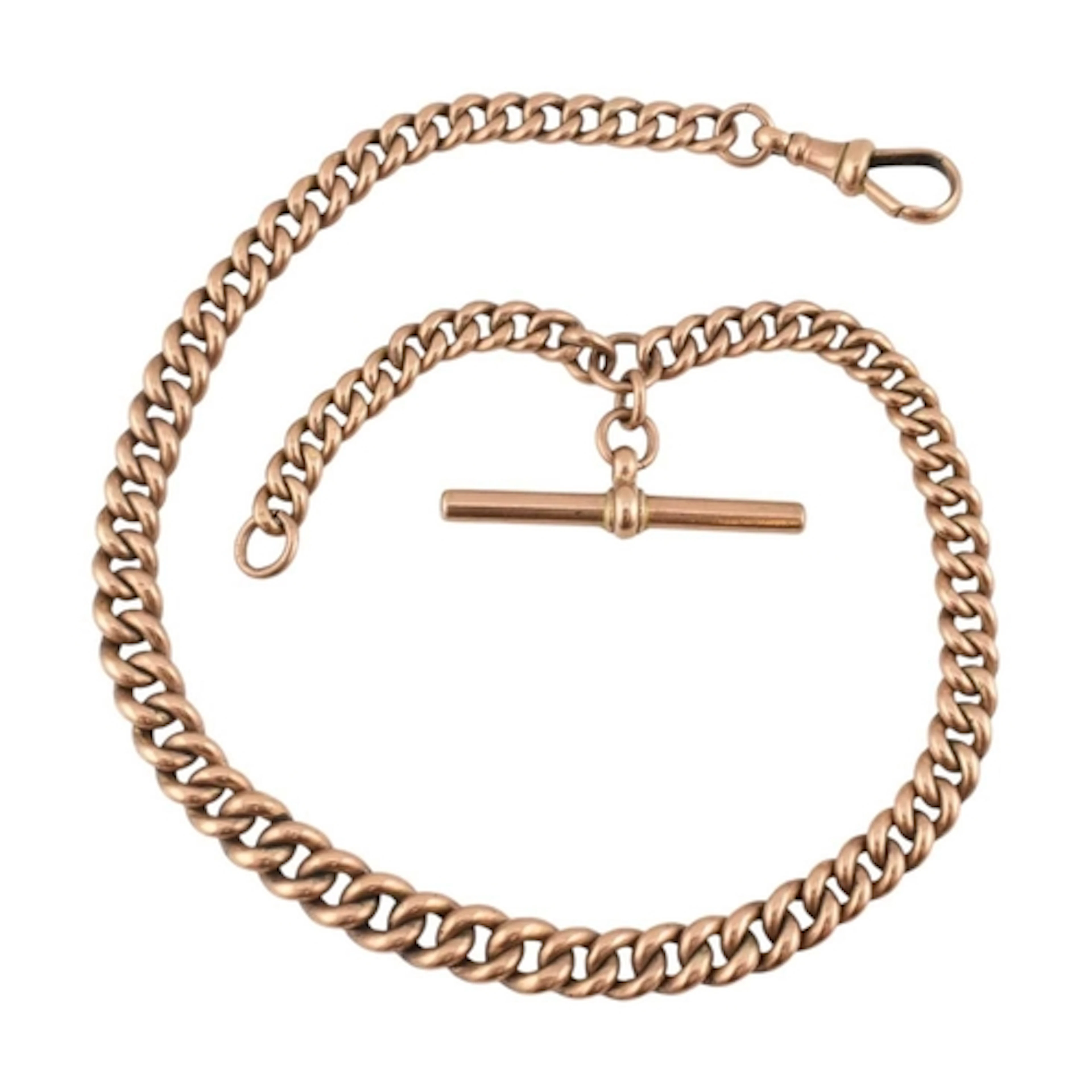 An early 20th century 9ct gold watch chain. The chain with g...