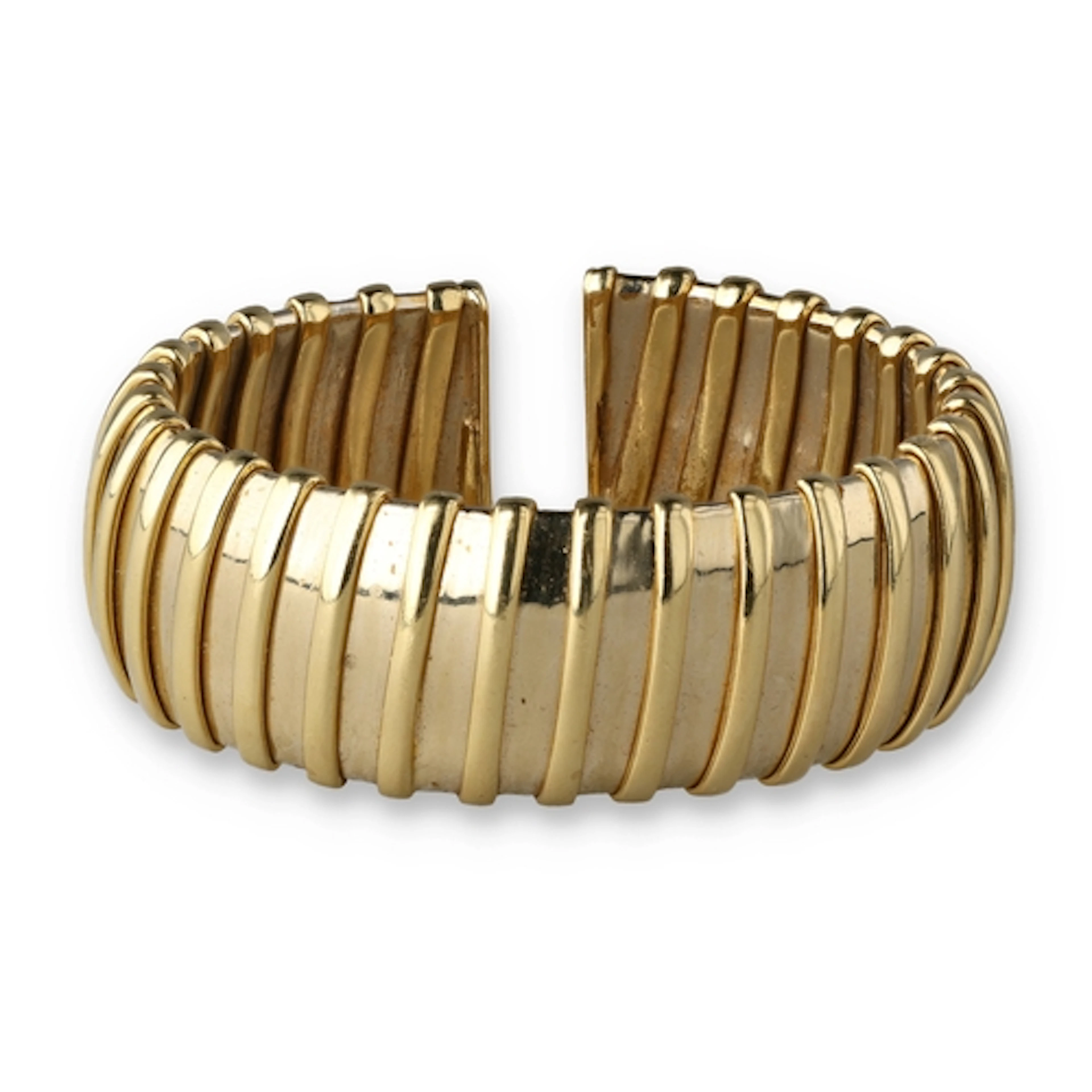 AN 18CT YELLOW AND WHITE GOLD BANGLE Weight: 80.7gms...