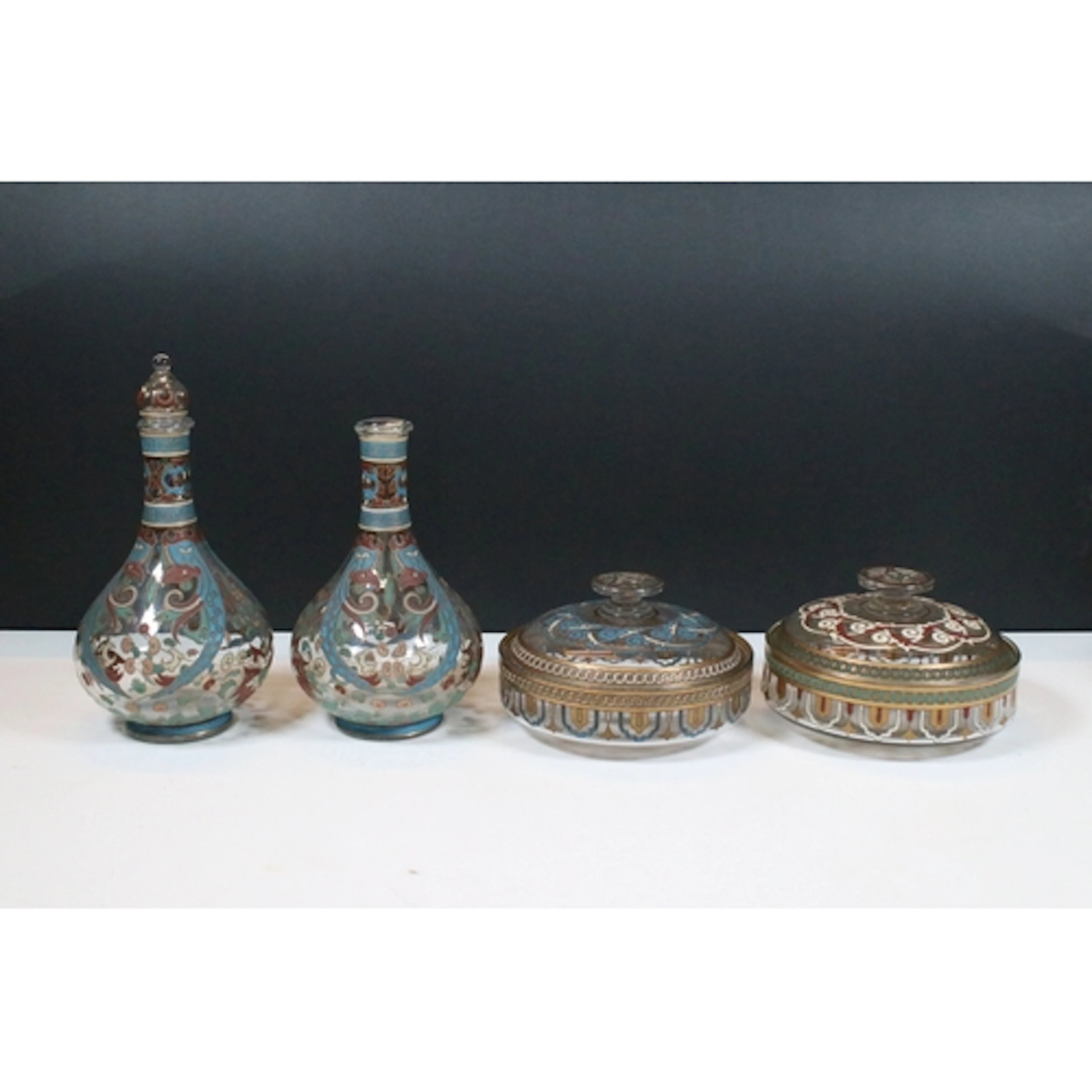 Antique set of Pfulb et Pottier enamelled and gilded glasswa...