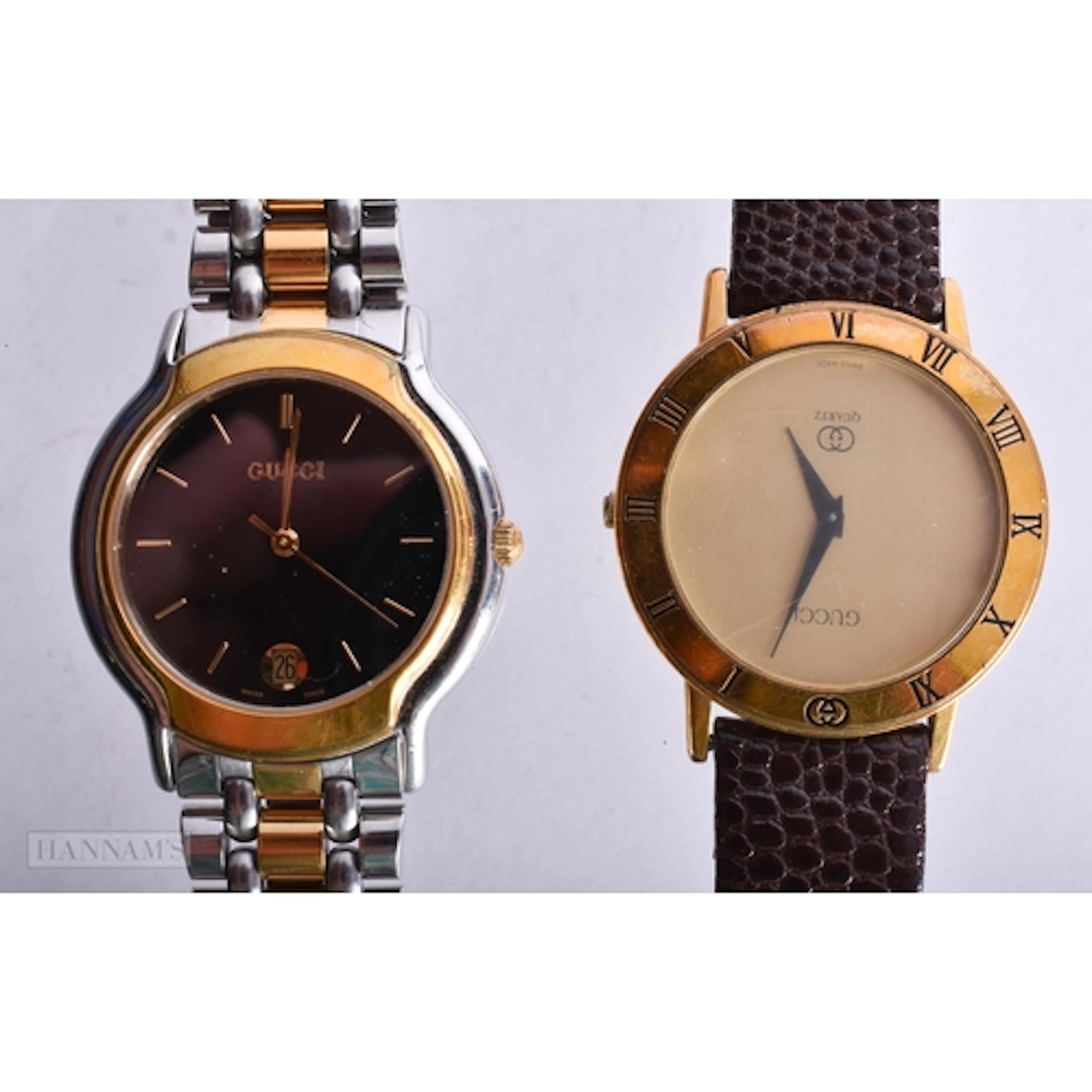 Two Gucci Style Fashion Watches. Largest 3.4cm incl crown. ...