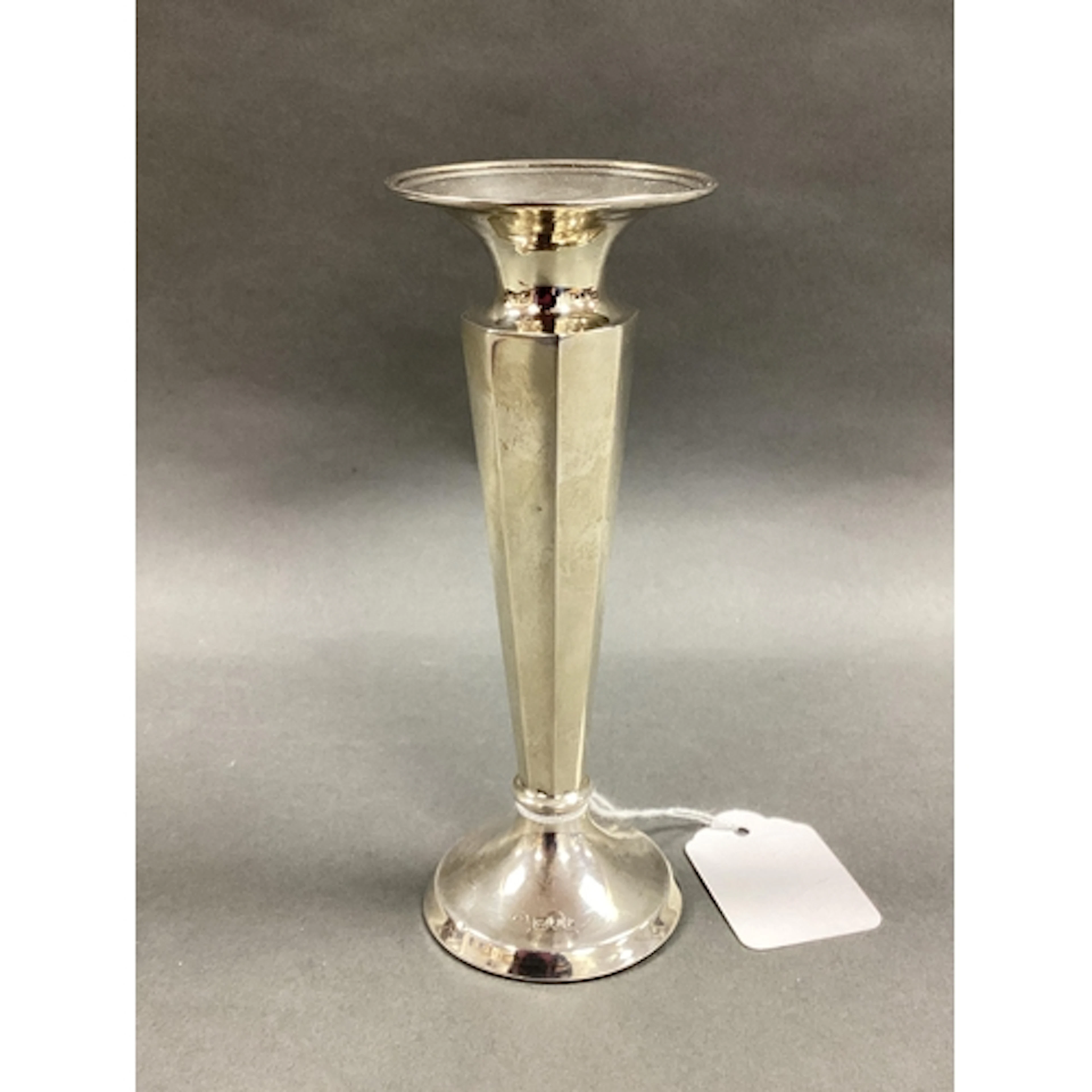 A Hallmarked Silver Spill Vase, of tapering panelled form, o...